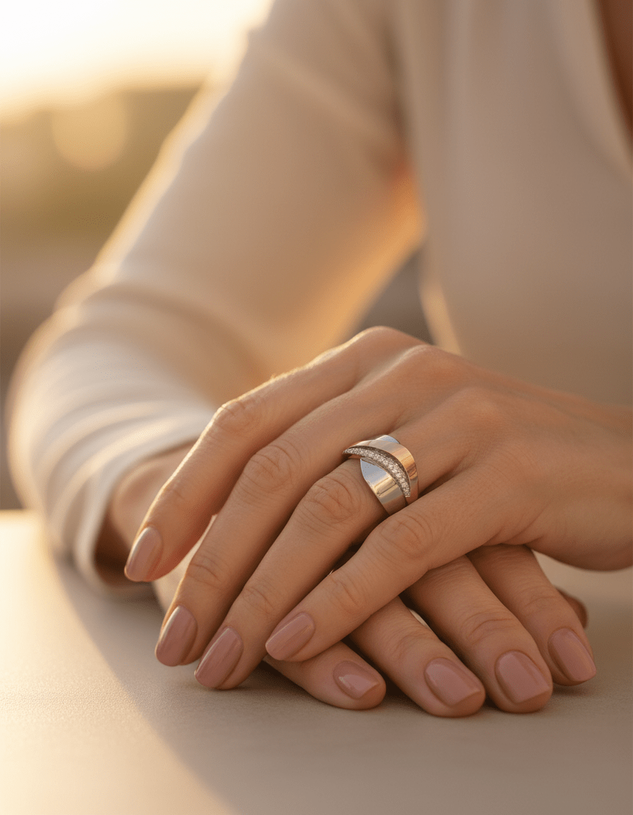 Vintage Rose Gold and Silver Cubic Zirconia Ring