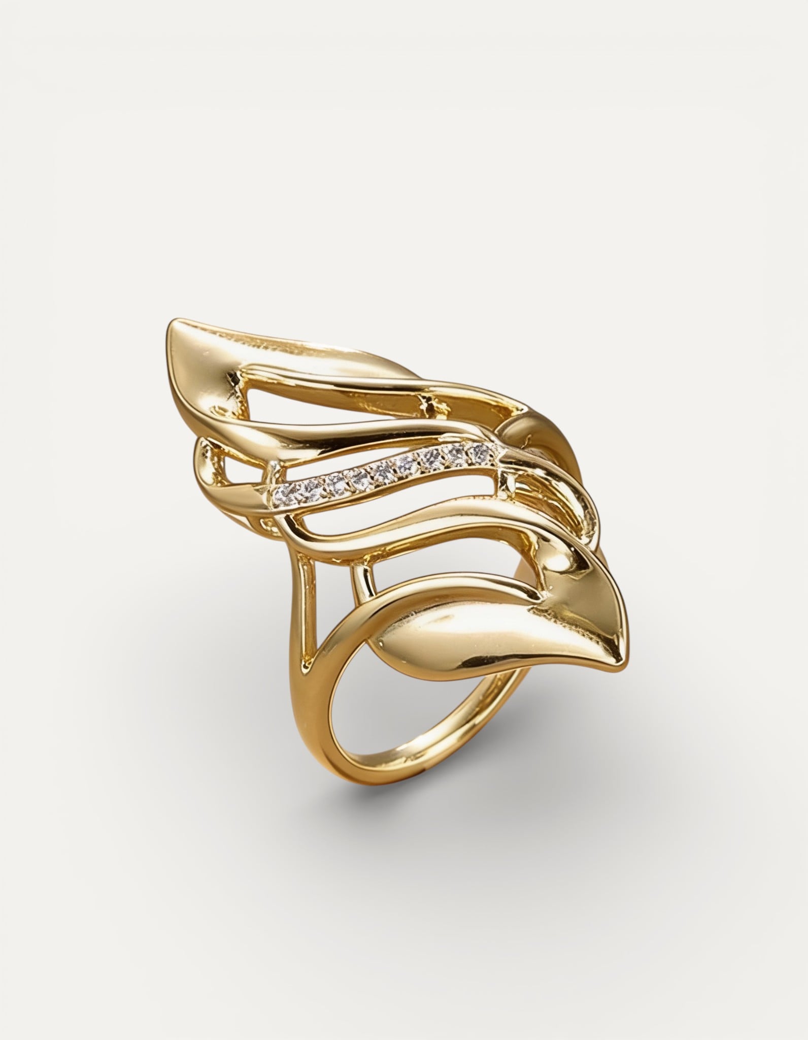 Vintage Gold Twisted Leaf Ring