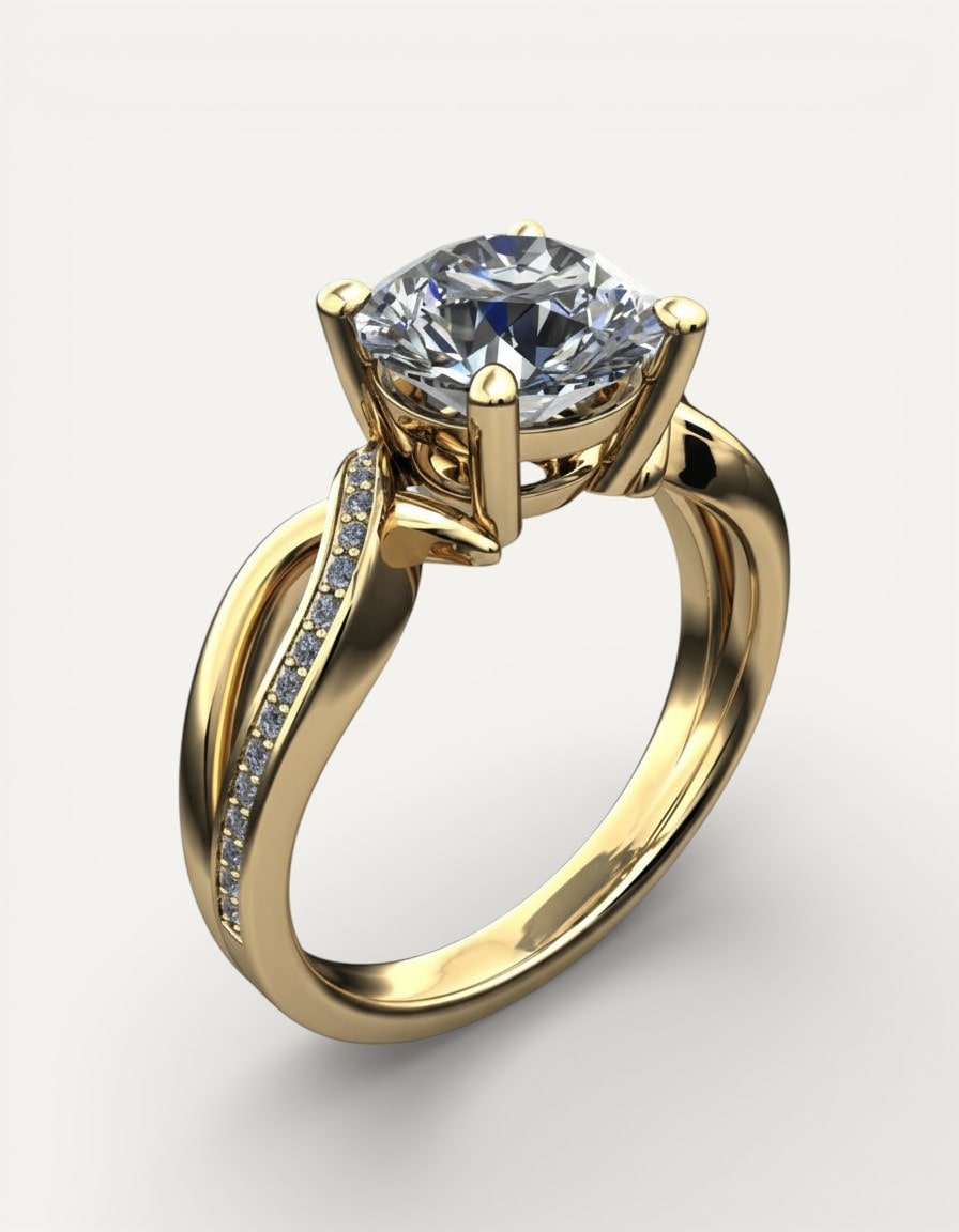 Vintage Gold Braided Cubic Zirconia Ring