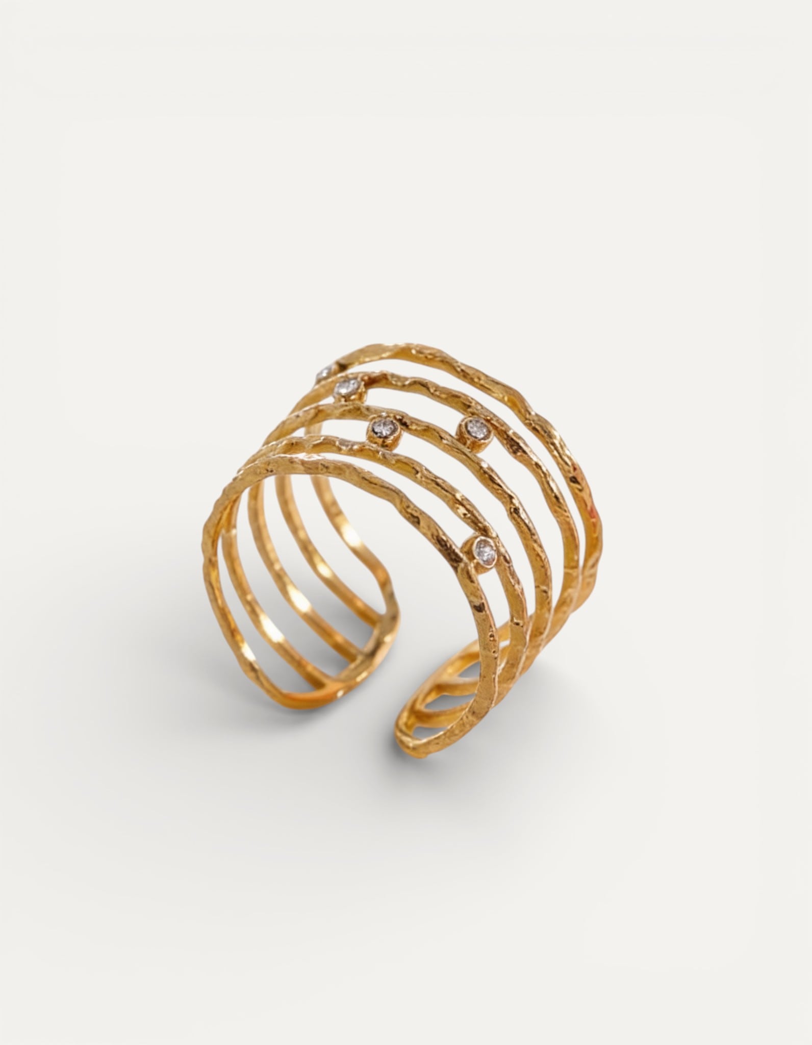 Gold Sparkle Wide Cuff Ring