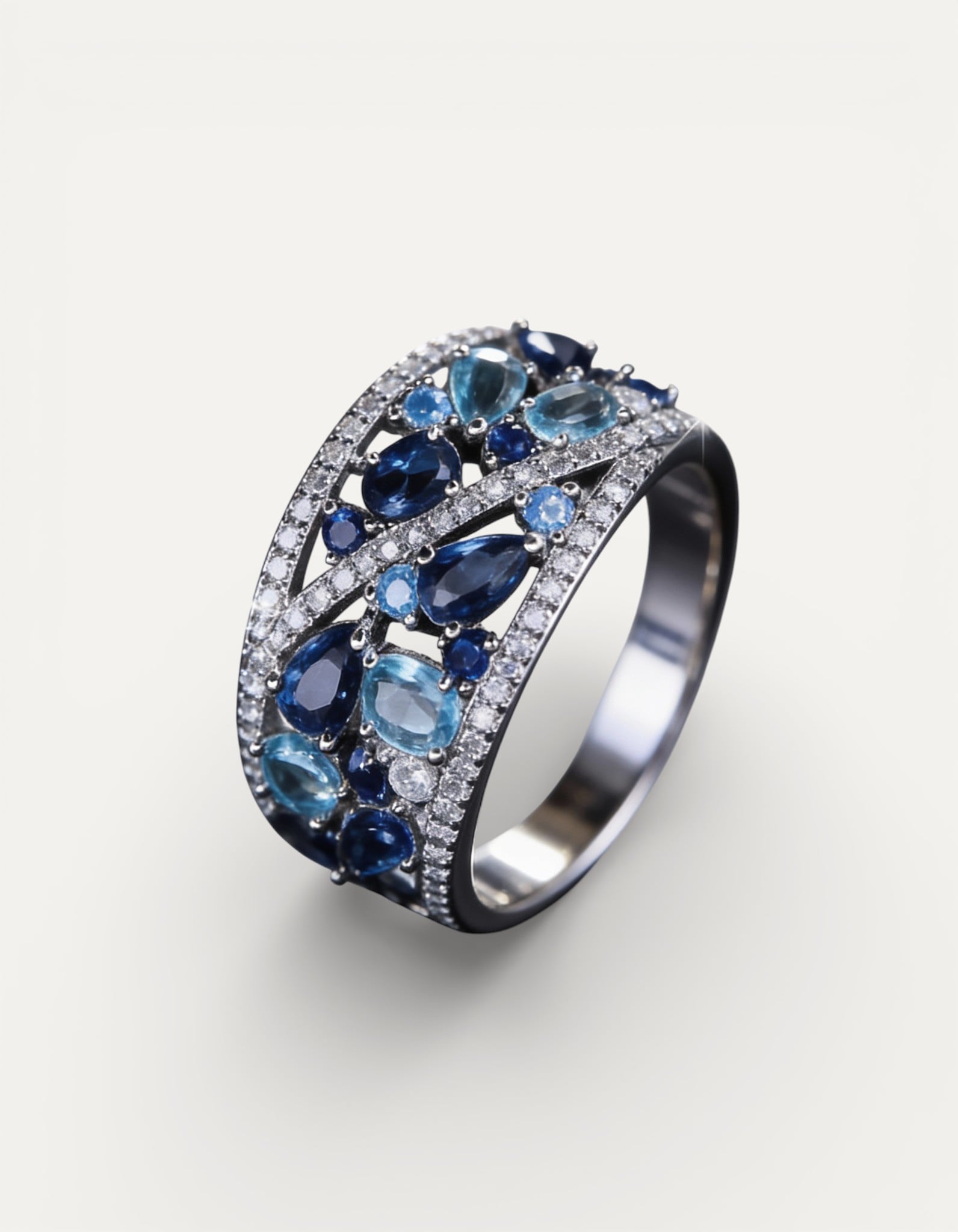 Vintage Silver Blue Sparkle Ring