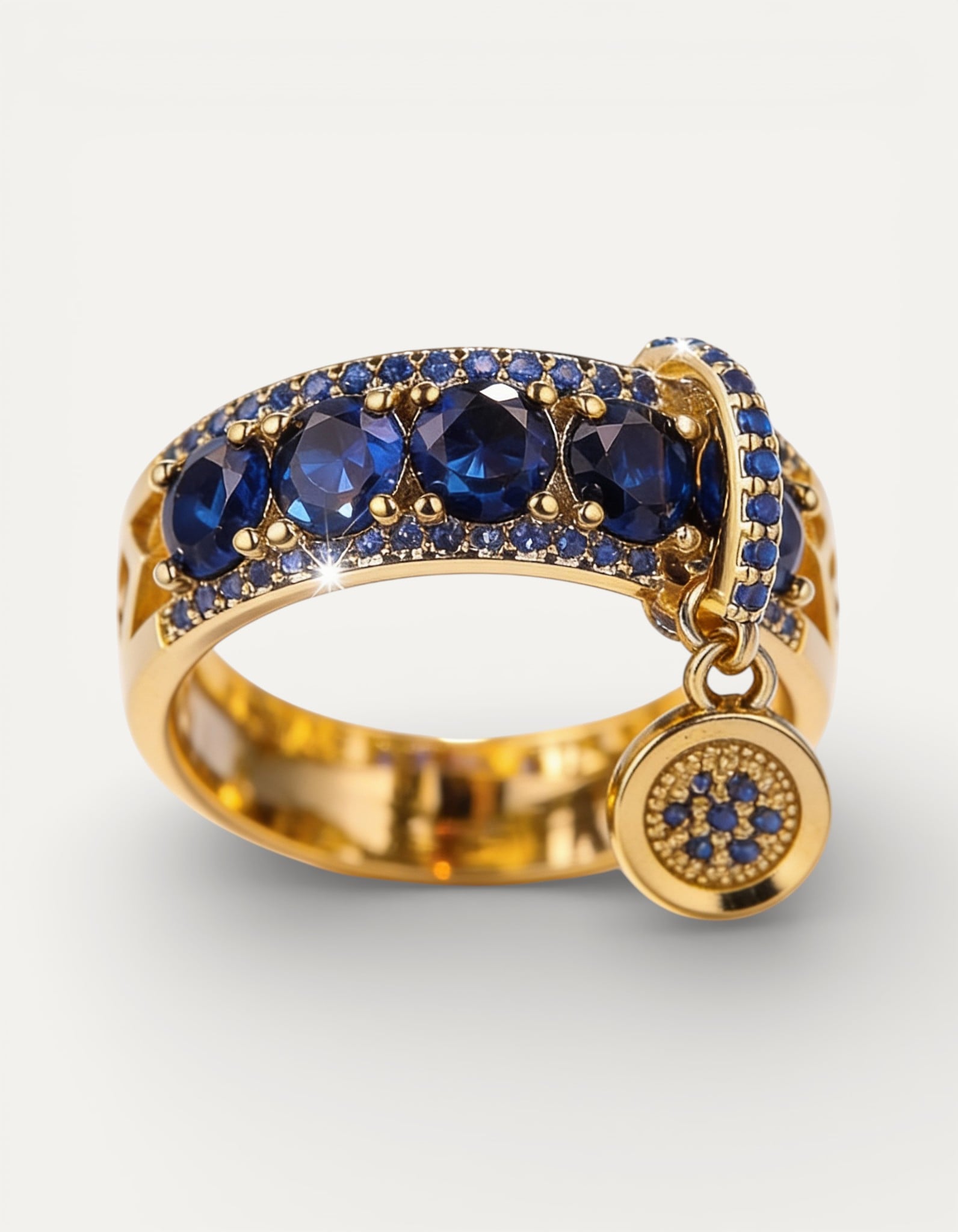 Antique Gold Blue Crystal Ring