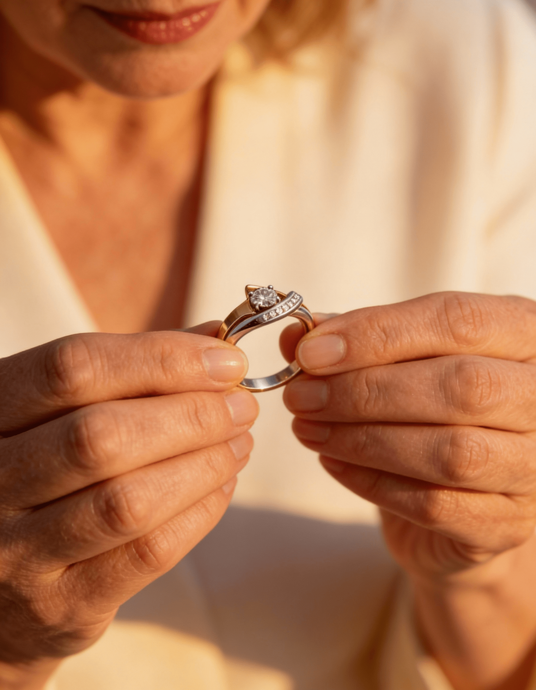 Vintage Irregular Gold and Silver Cubic Zirconia Ring
