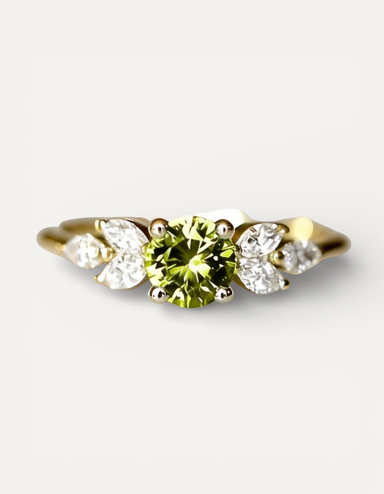 Vintage Olive Green Cubic Zirconia Ring