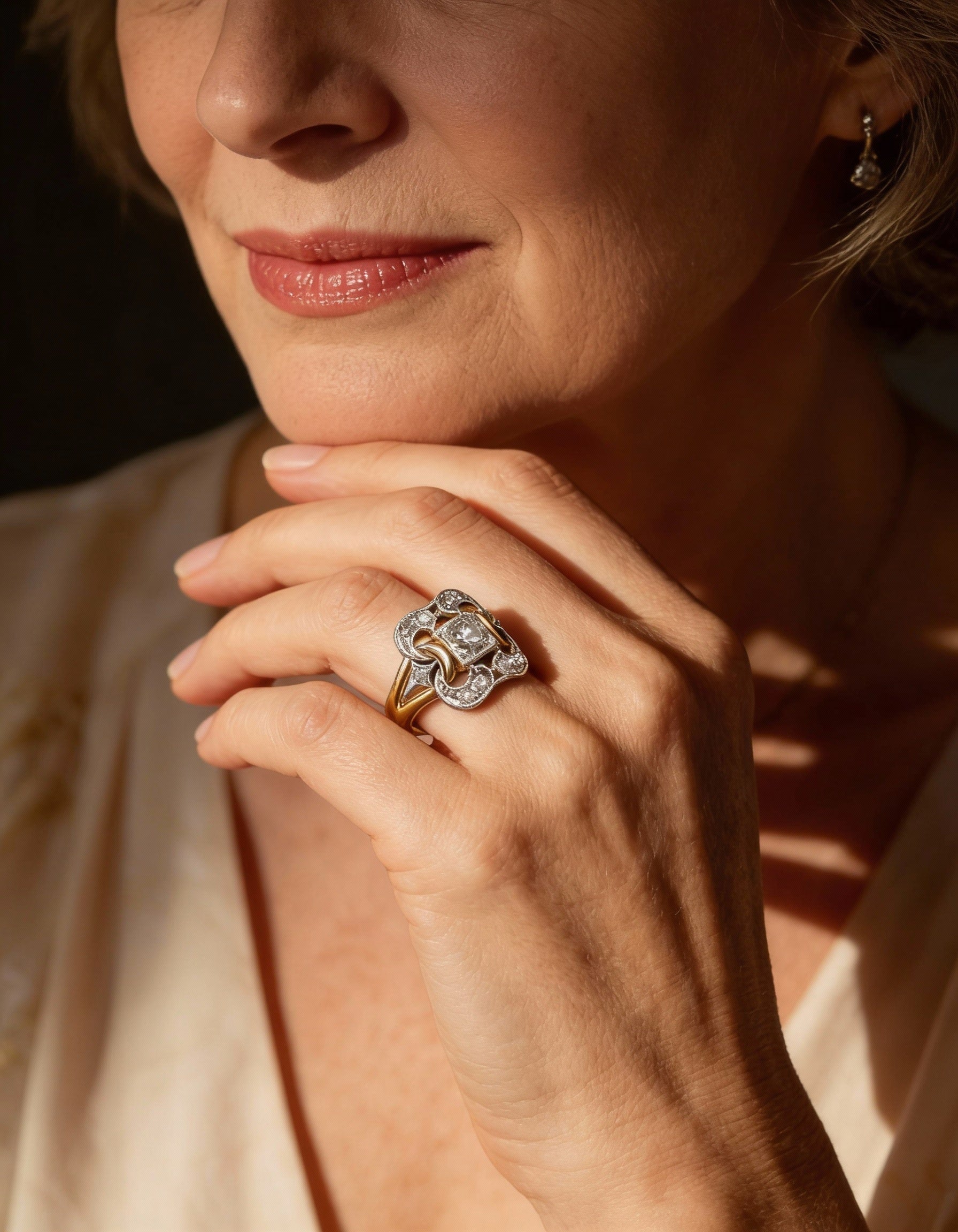 Vintage Gold Cubic Zirconia Ring