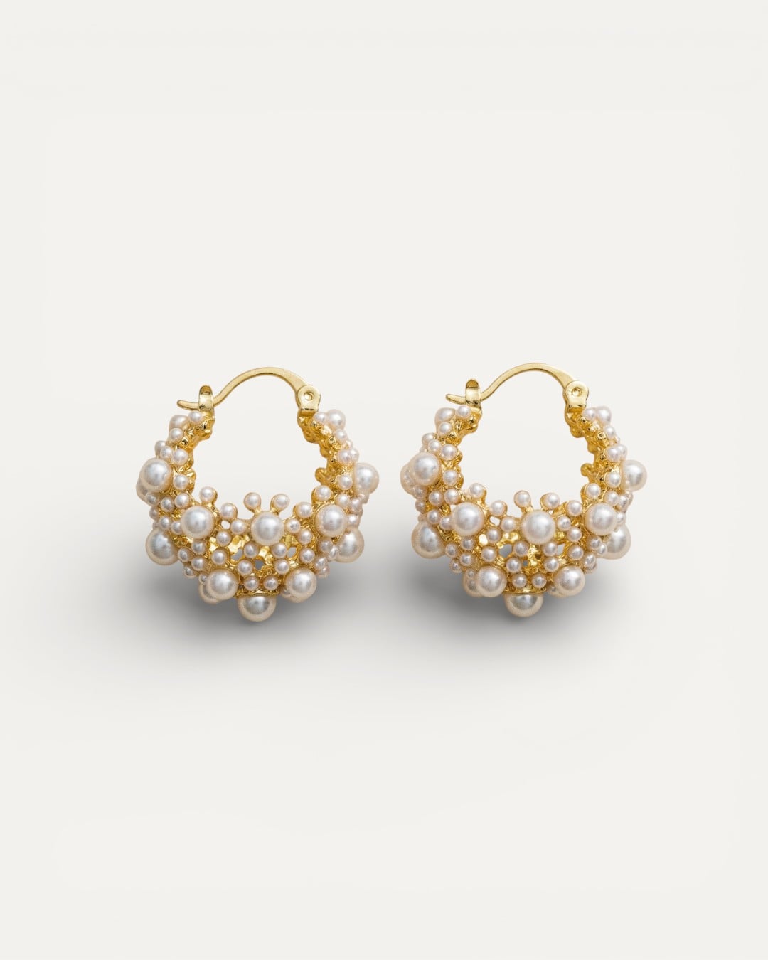 Vintage Gold Pearl Hoop Earrings