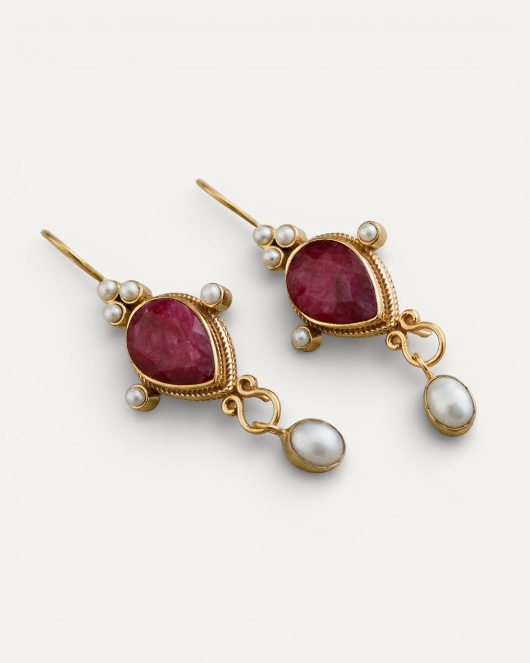 Vintage Ruby and Pearl Earrings