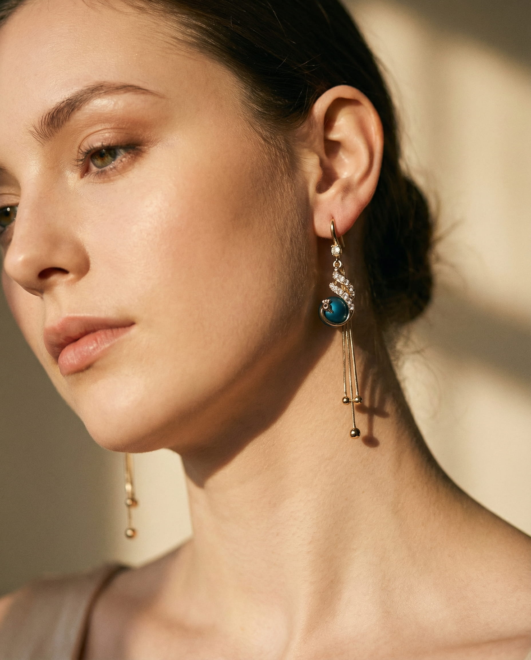 Festive Earrings with Blue Pearls