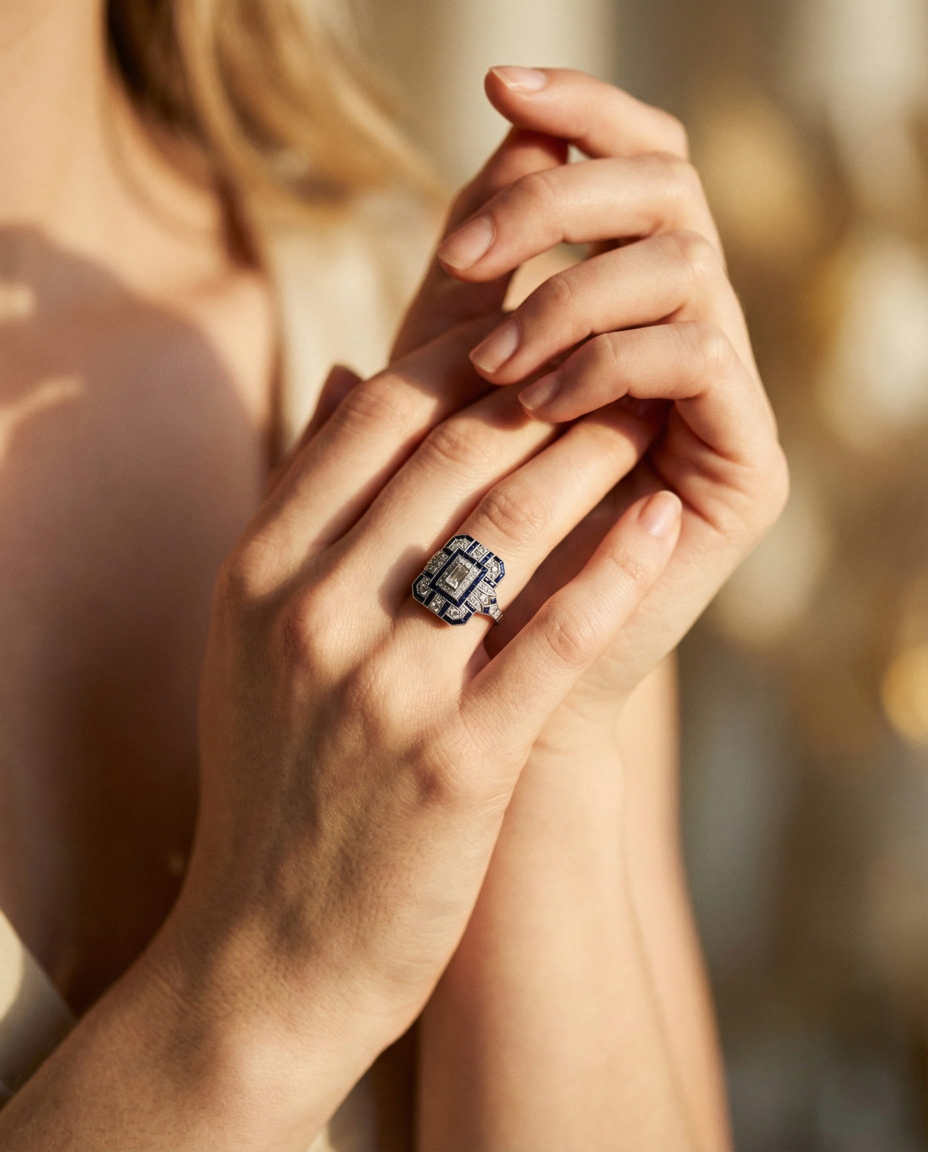 Vintage Silver Blue Sparkle Ring