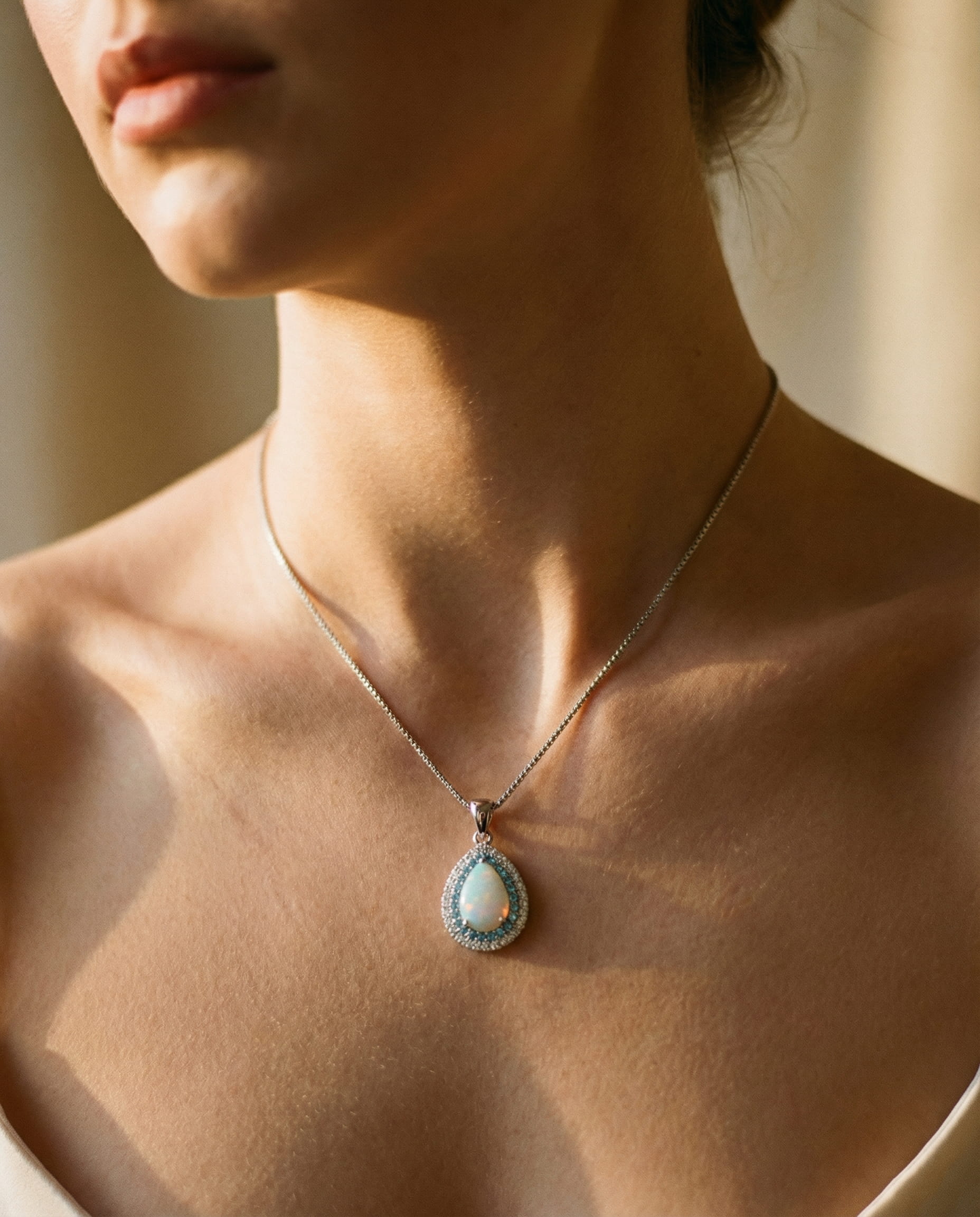 Brilliant Blue Opal Droplet Necklace