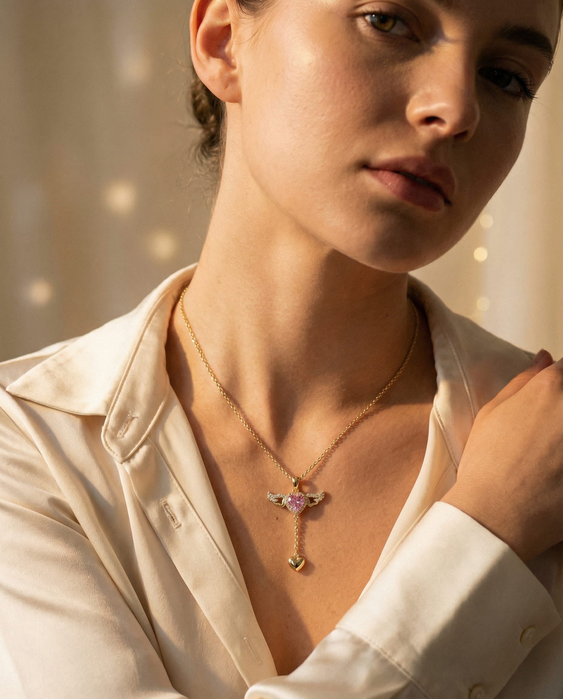 Cupid Heart Angel Wings Necklace