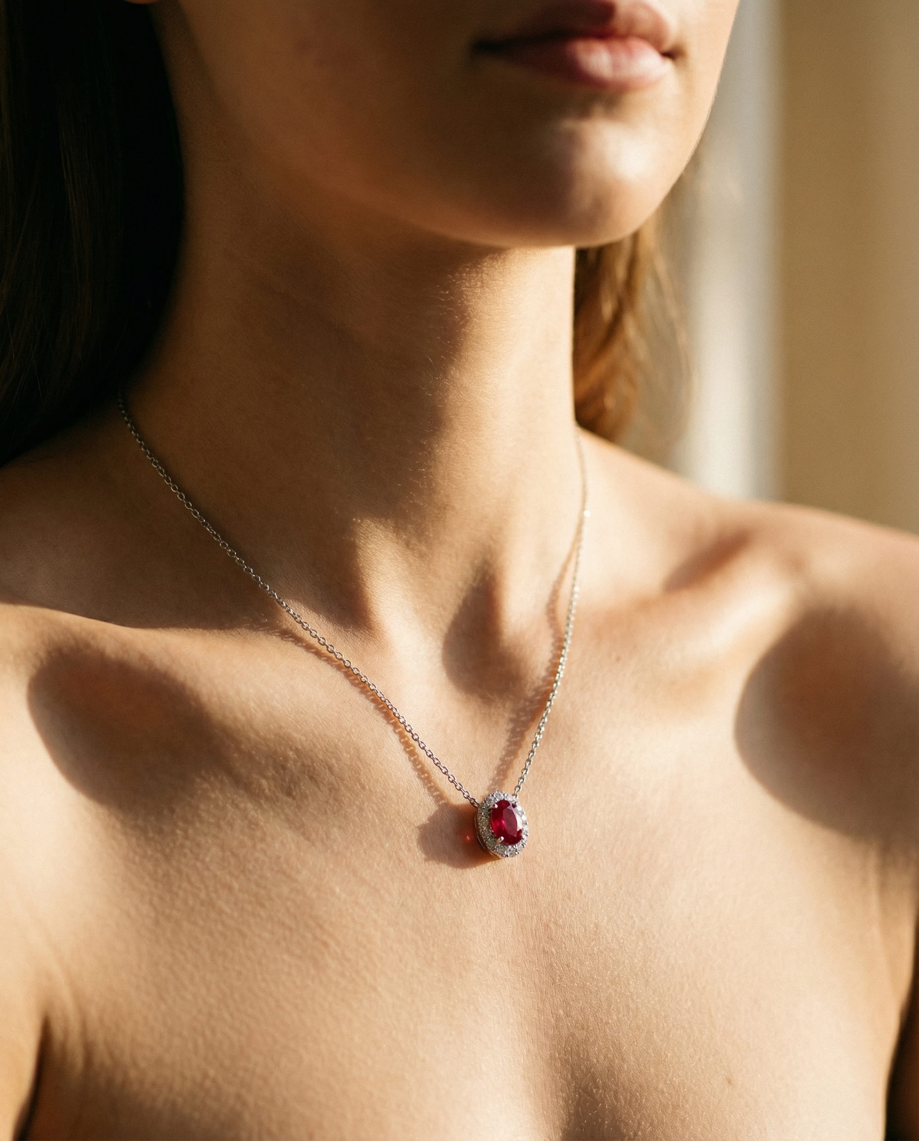 Ruby and Moissanite Necklace