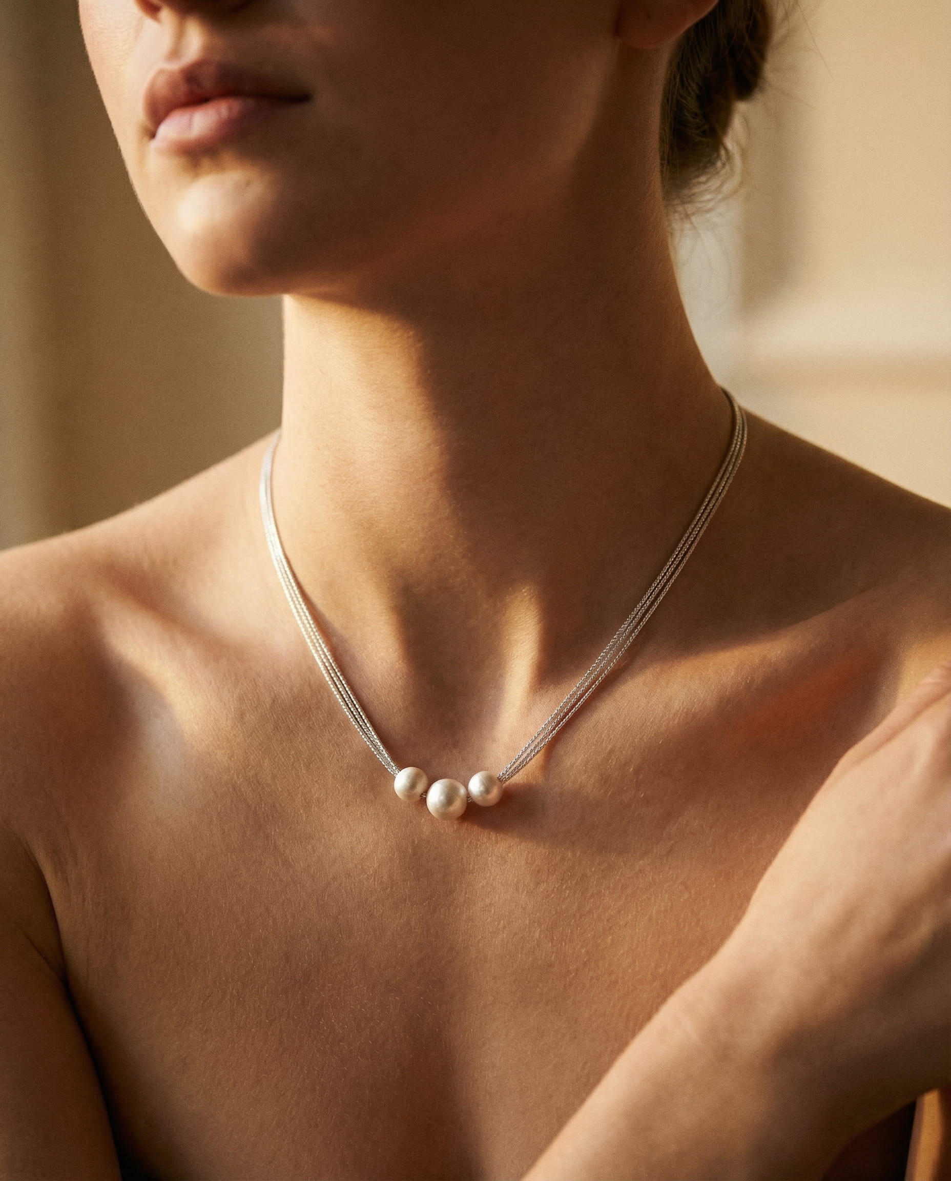 Elegant White Pearl Layered Necklace