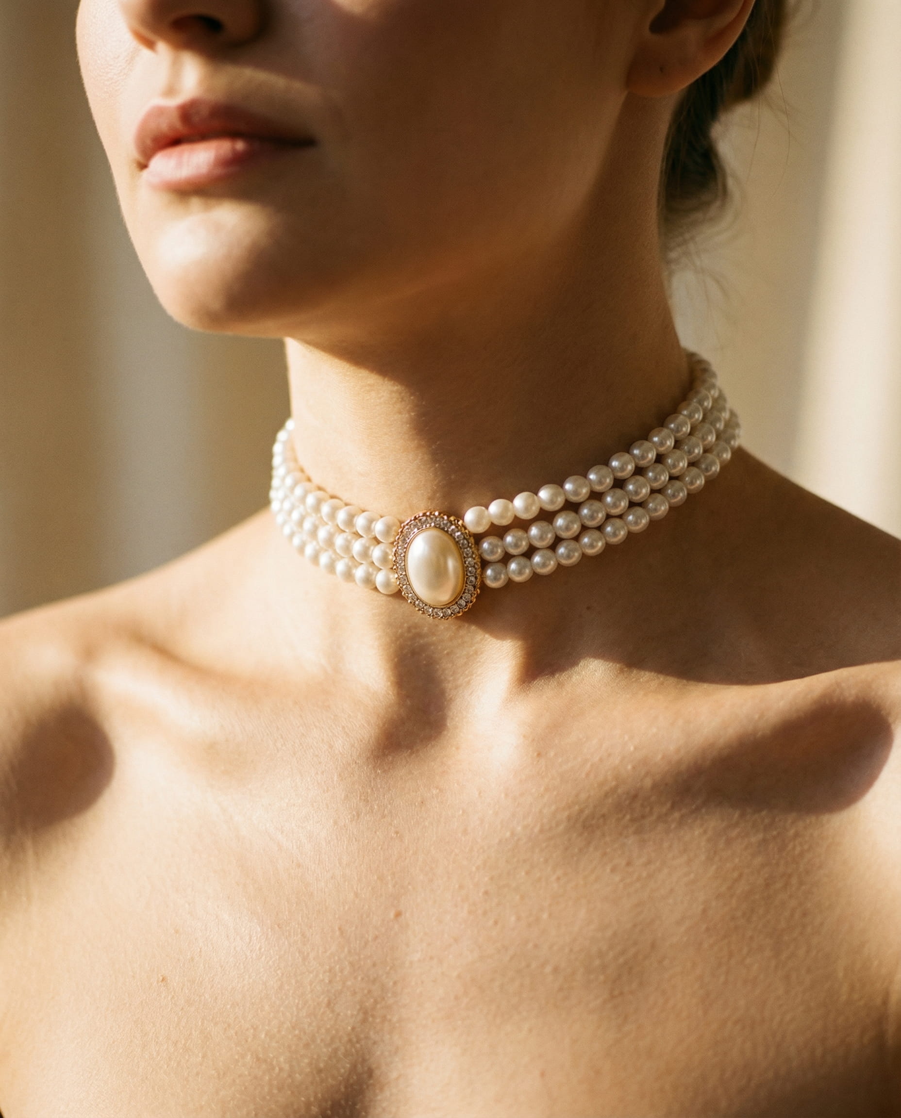 Elegant Three Pearl Necklace