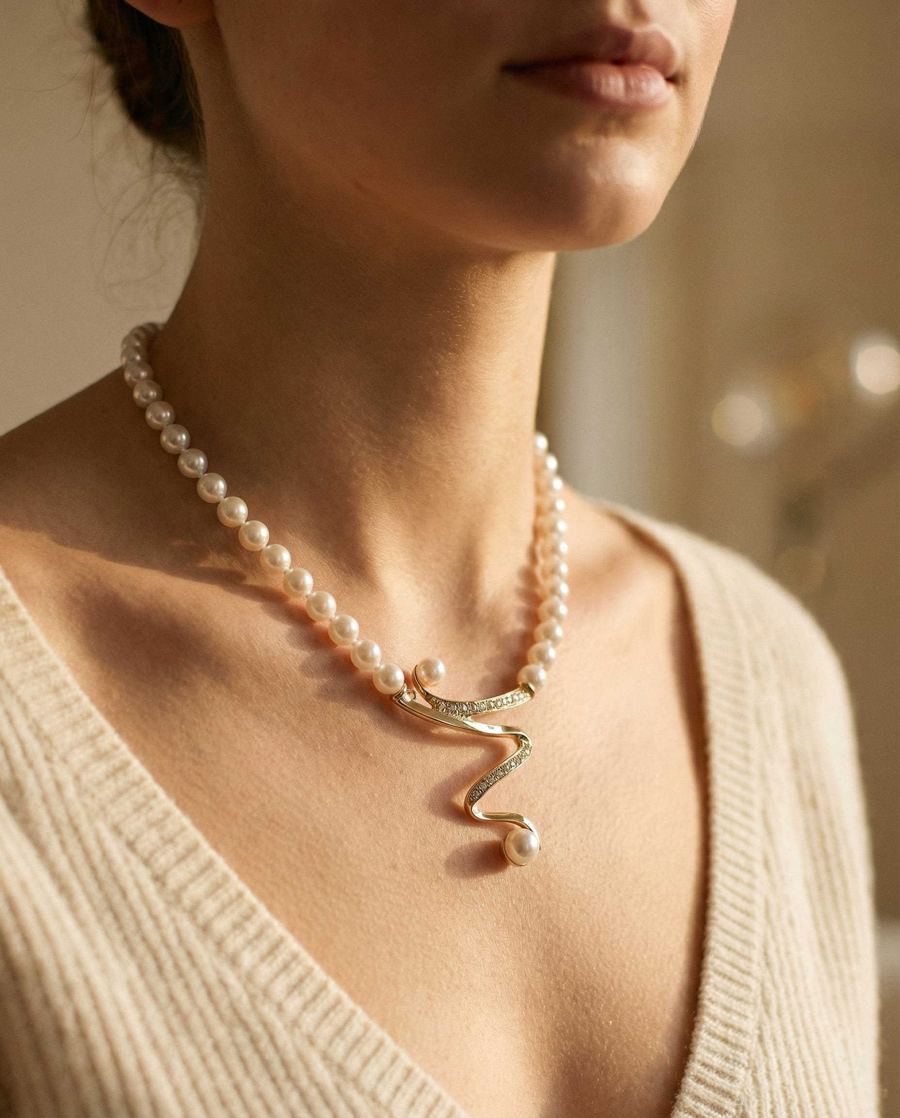 Natural Pearl Necklace + Earrings Set