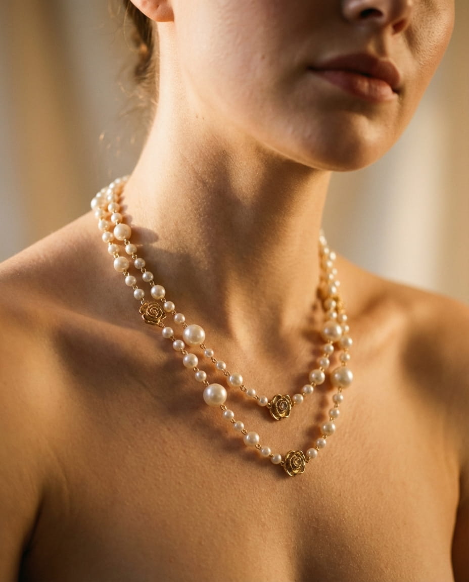 Elegant Gold Pearl Necklace