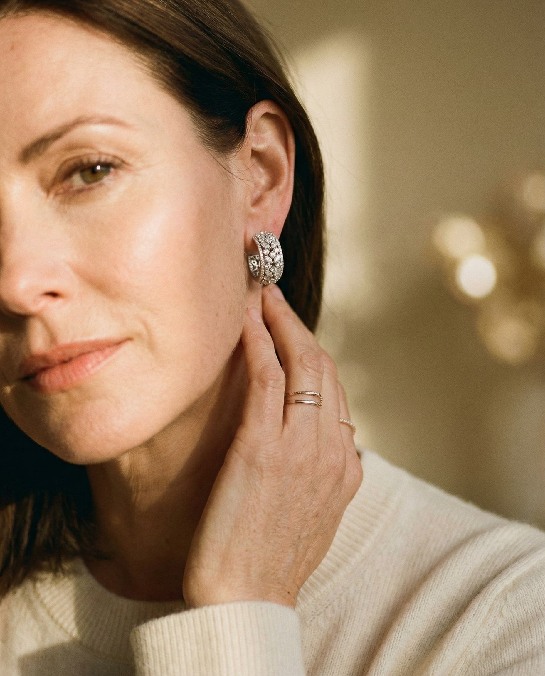 Rectangular Silver Sparkle Earrings