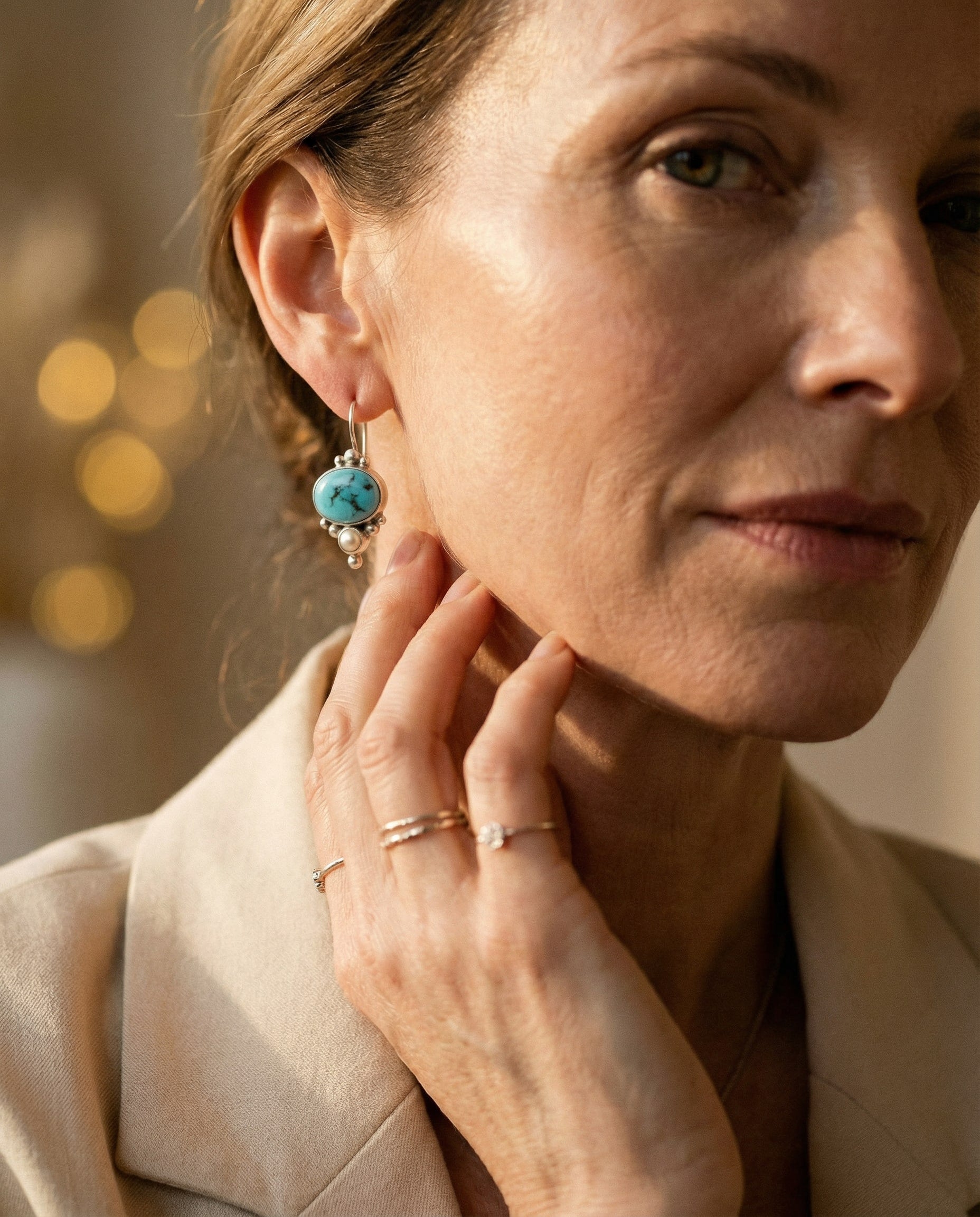 Vintage Blue Stone and Pearl Earrings