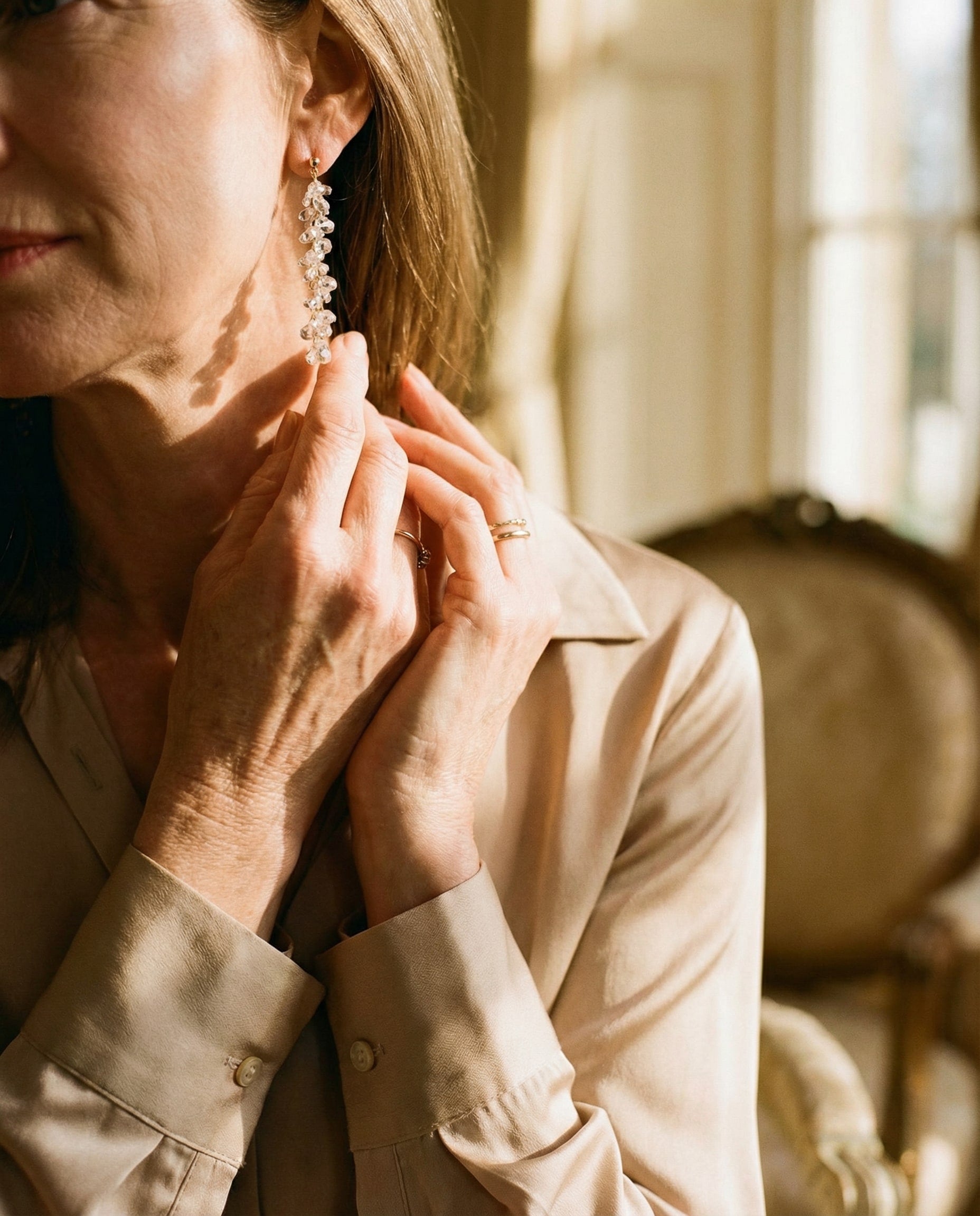 Gold Cubic Zirconia Drop Earrings