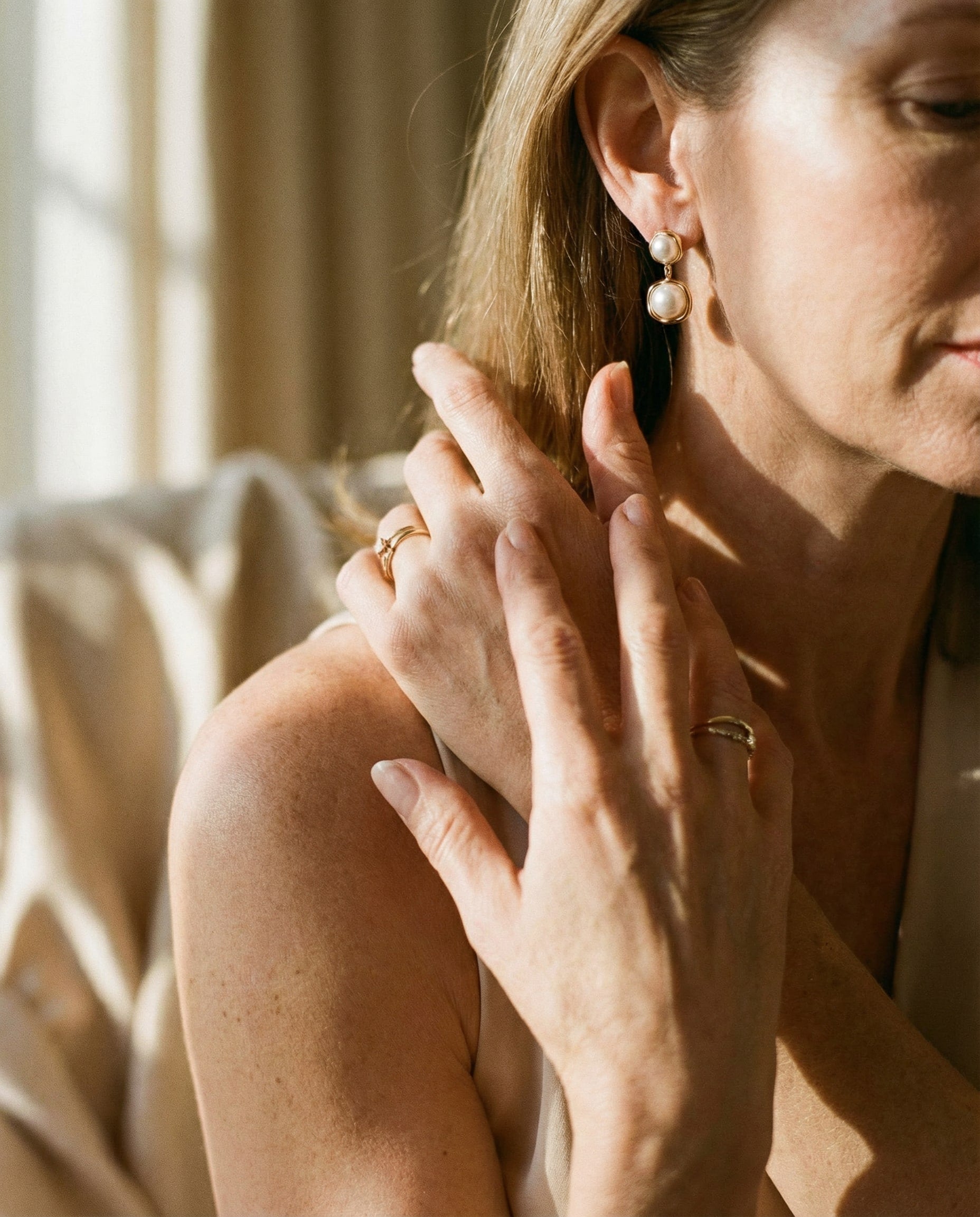Gold-Plated Pearl Earrings