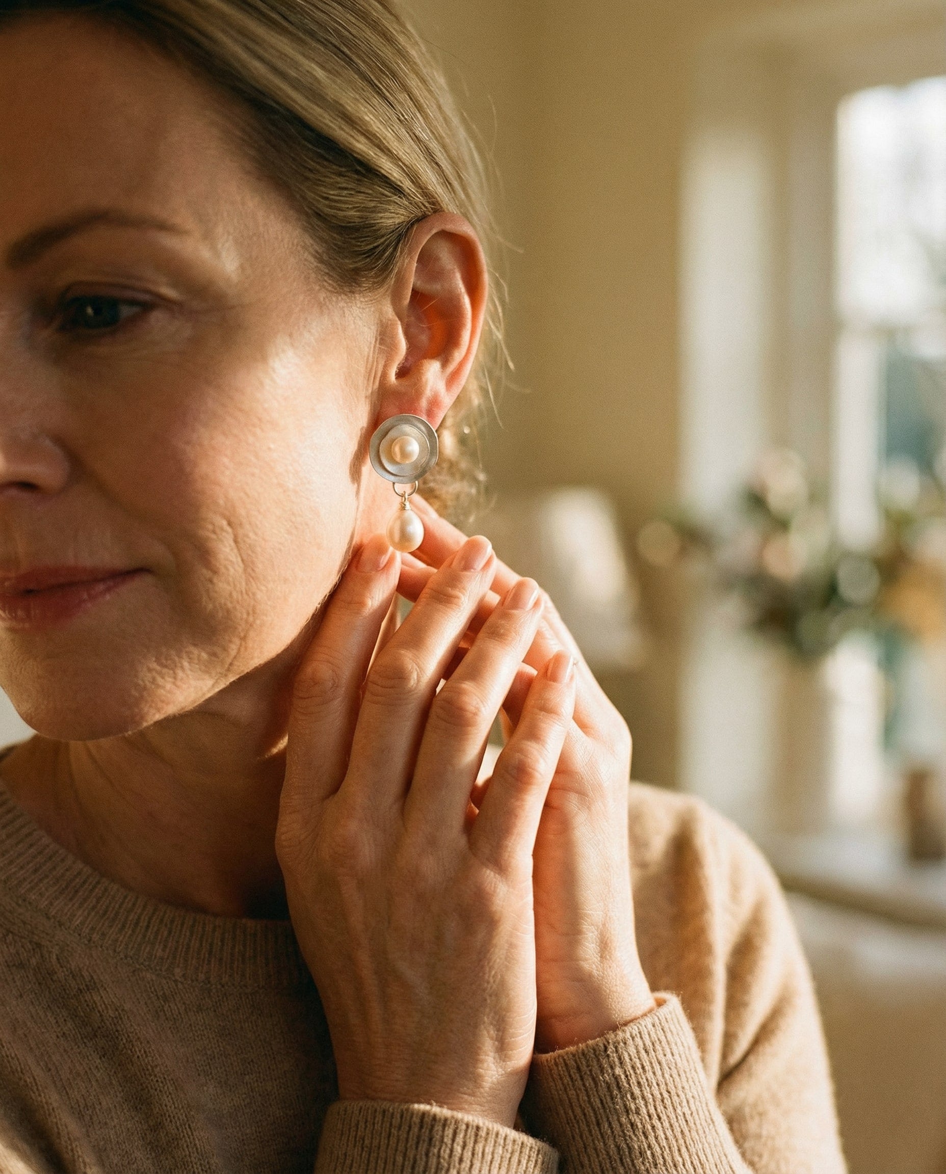 Vintage Silver Pearl Earrings