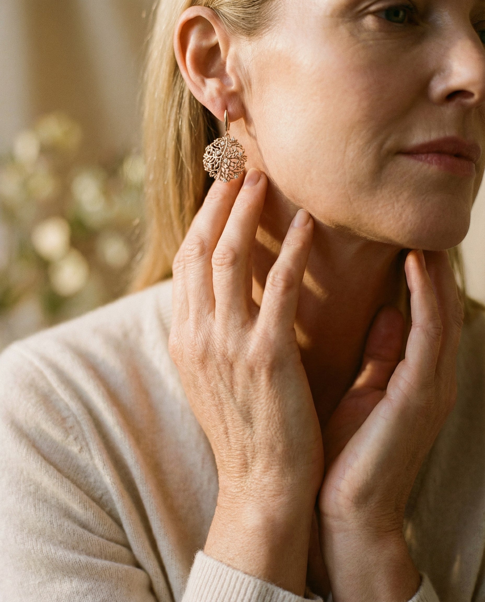 Elegant Round Branch Earrings with Cubic Zirconia