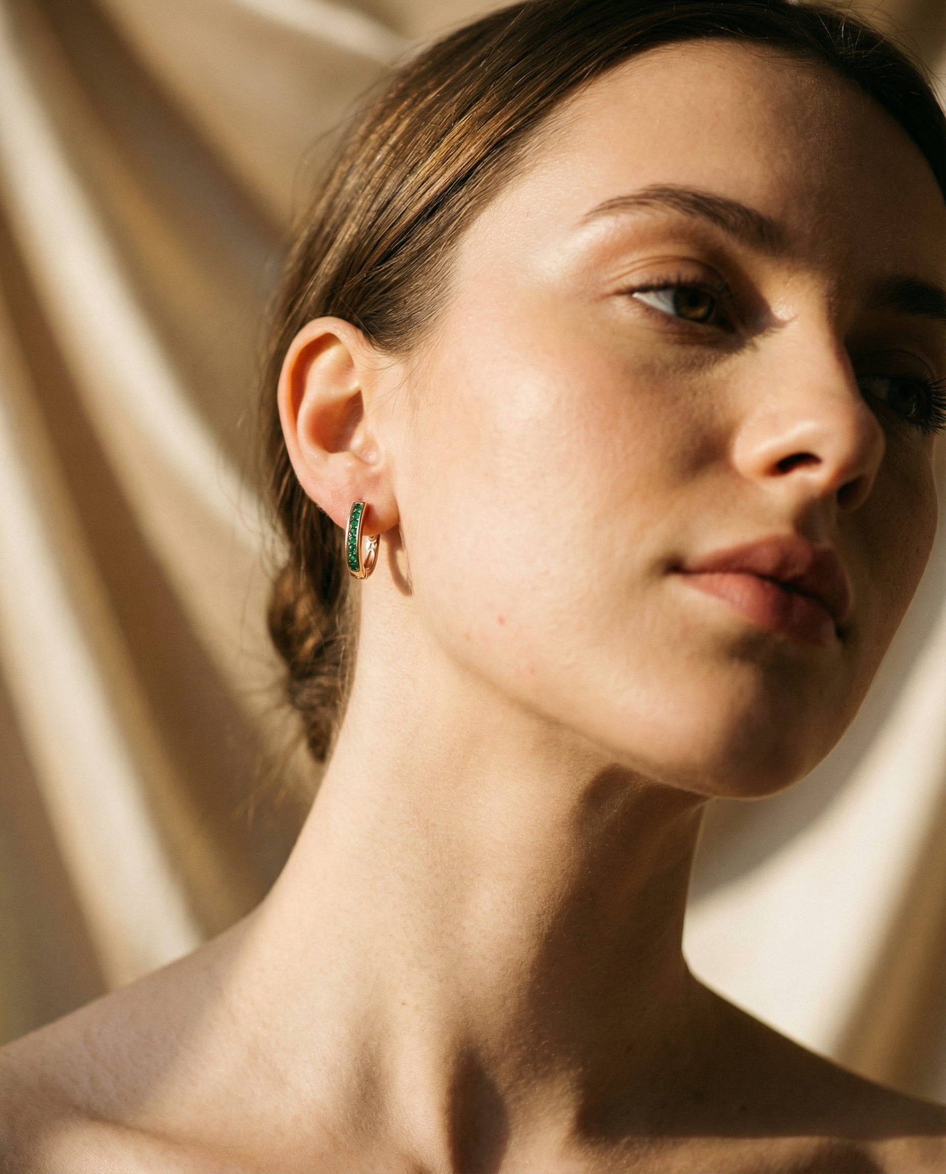 Gold Emerald and Diamond Earrings