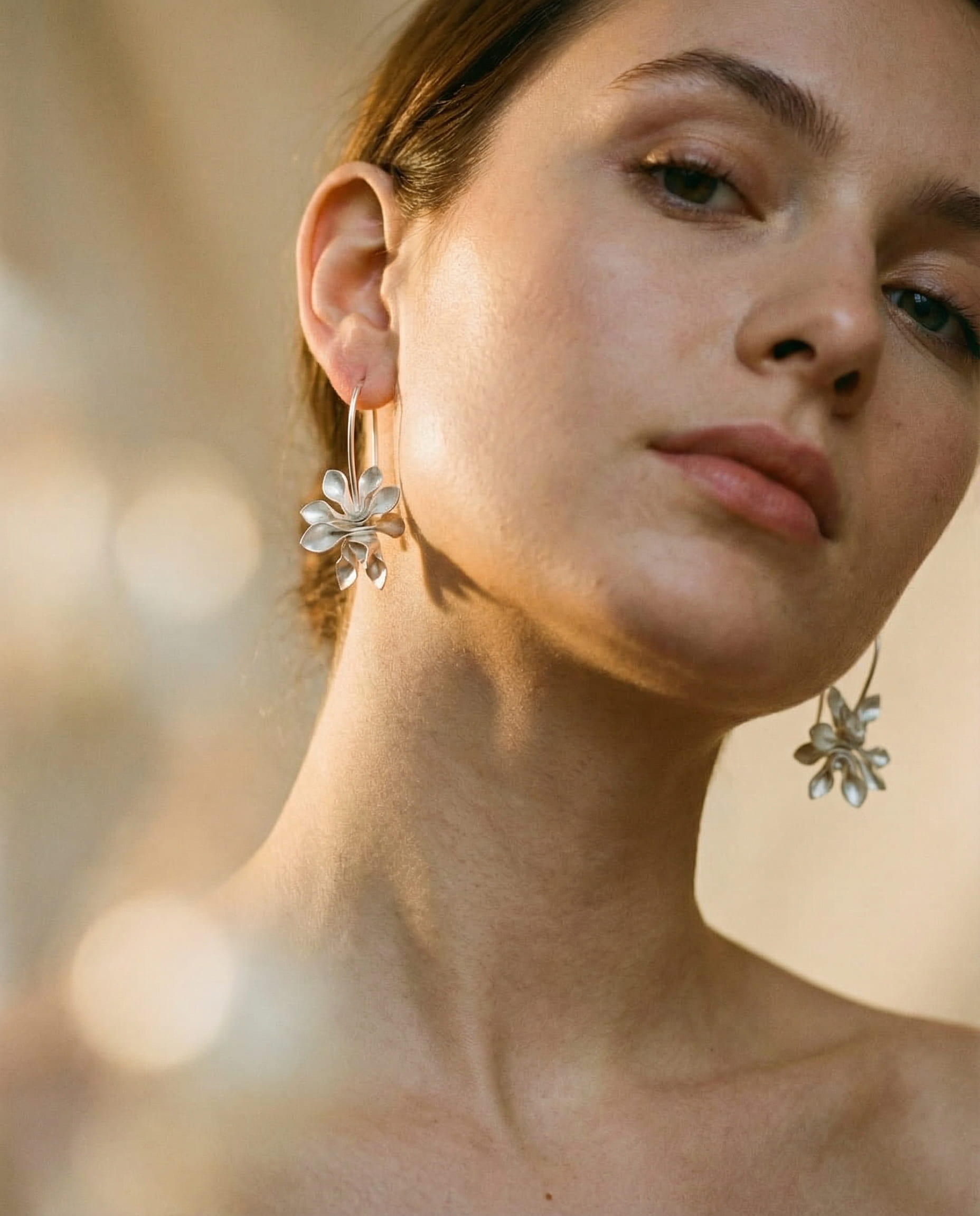 Vintage Silver Irregular Flower Earrings