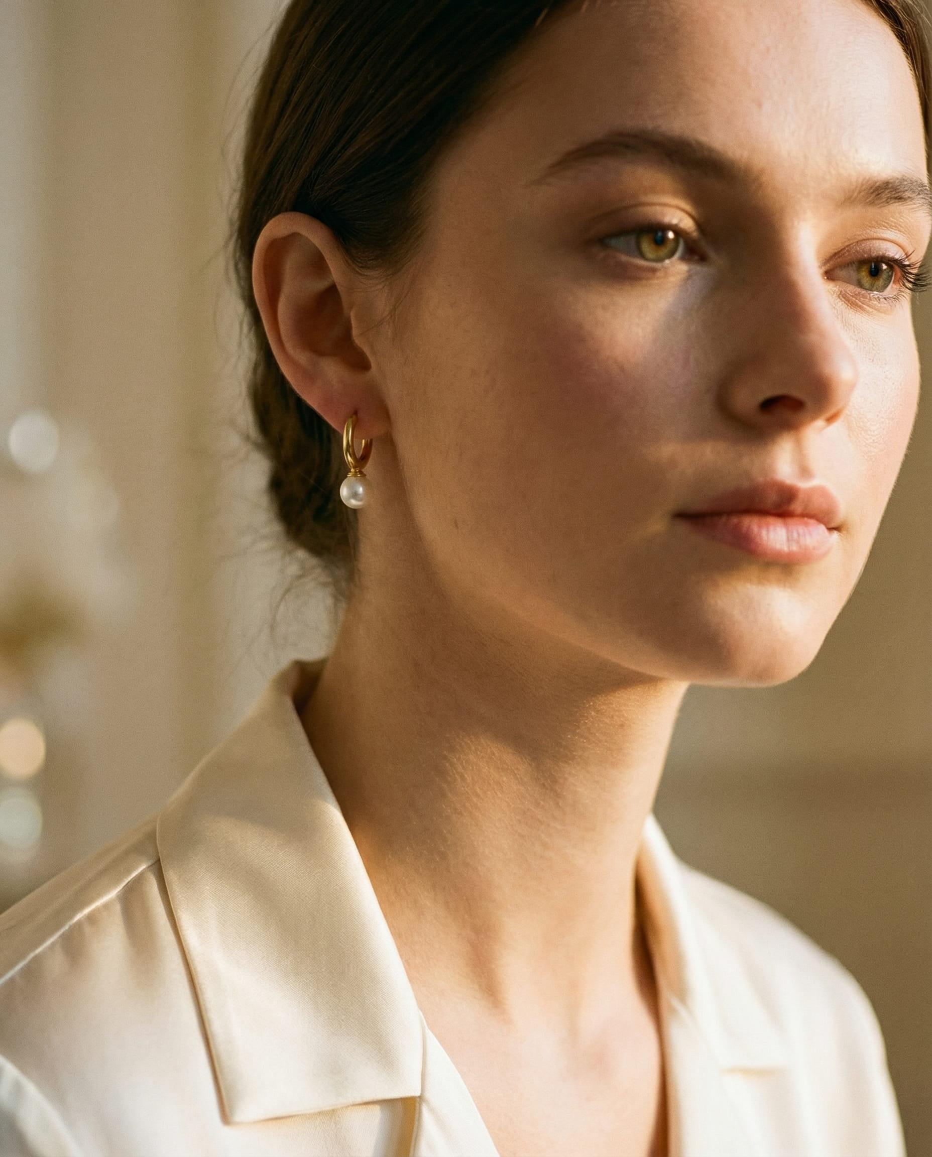 Small Gold-Plated Pearl Earrings