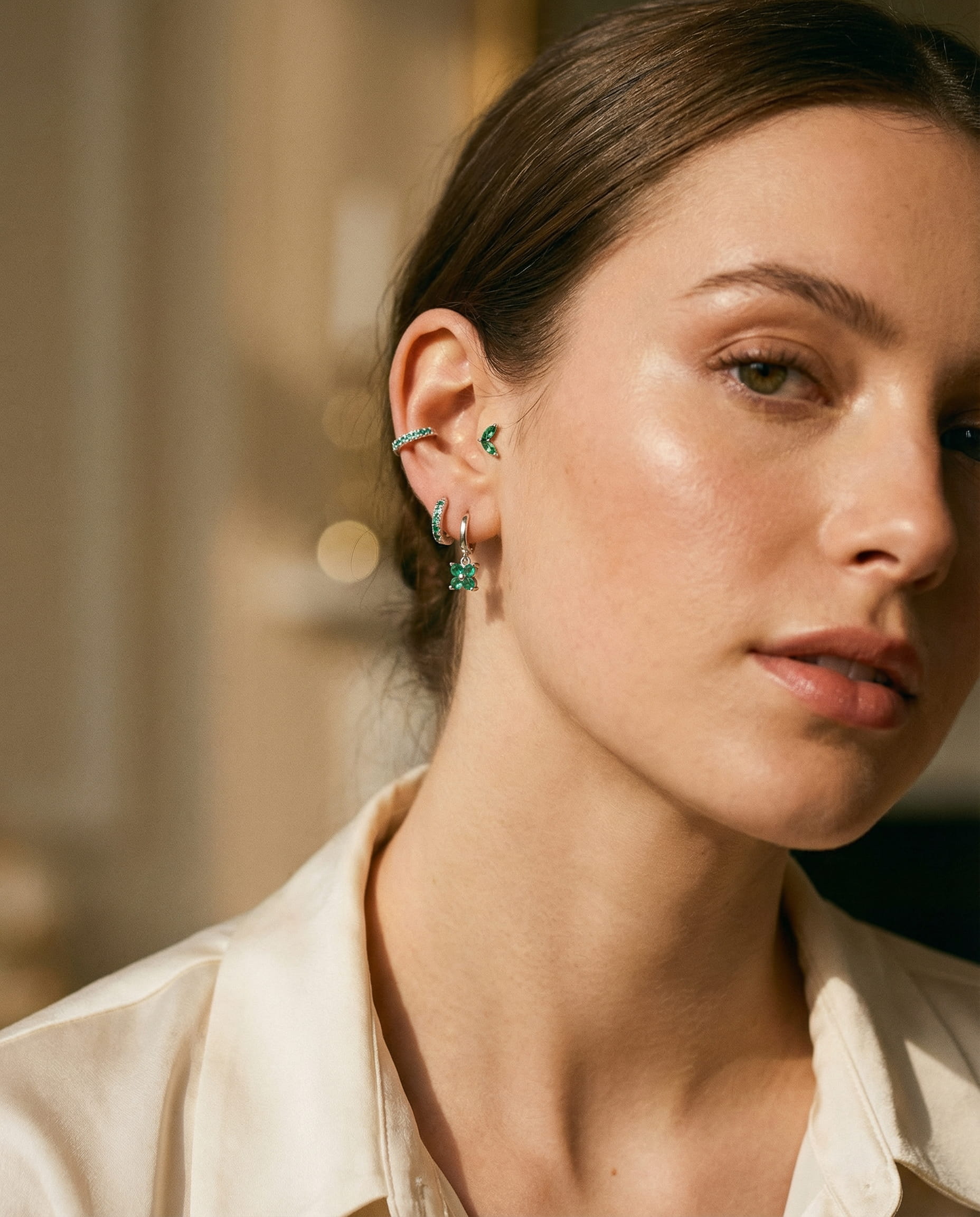 Diamond Flower Earring Set