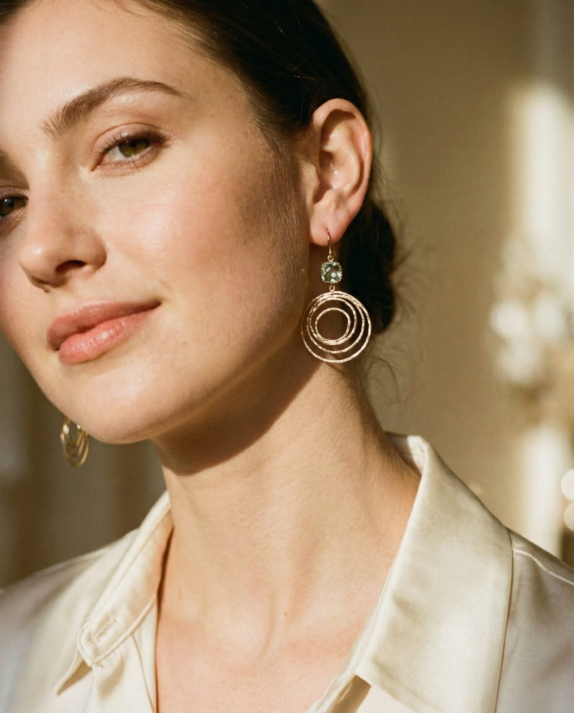 Vintage Gold Spiral Design Cubic Zirconia Earrings