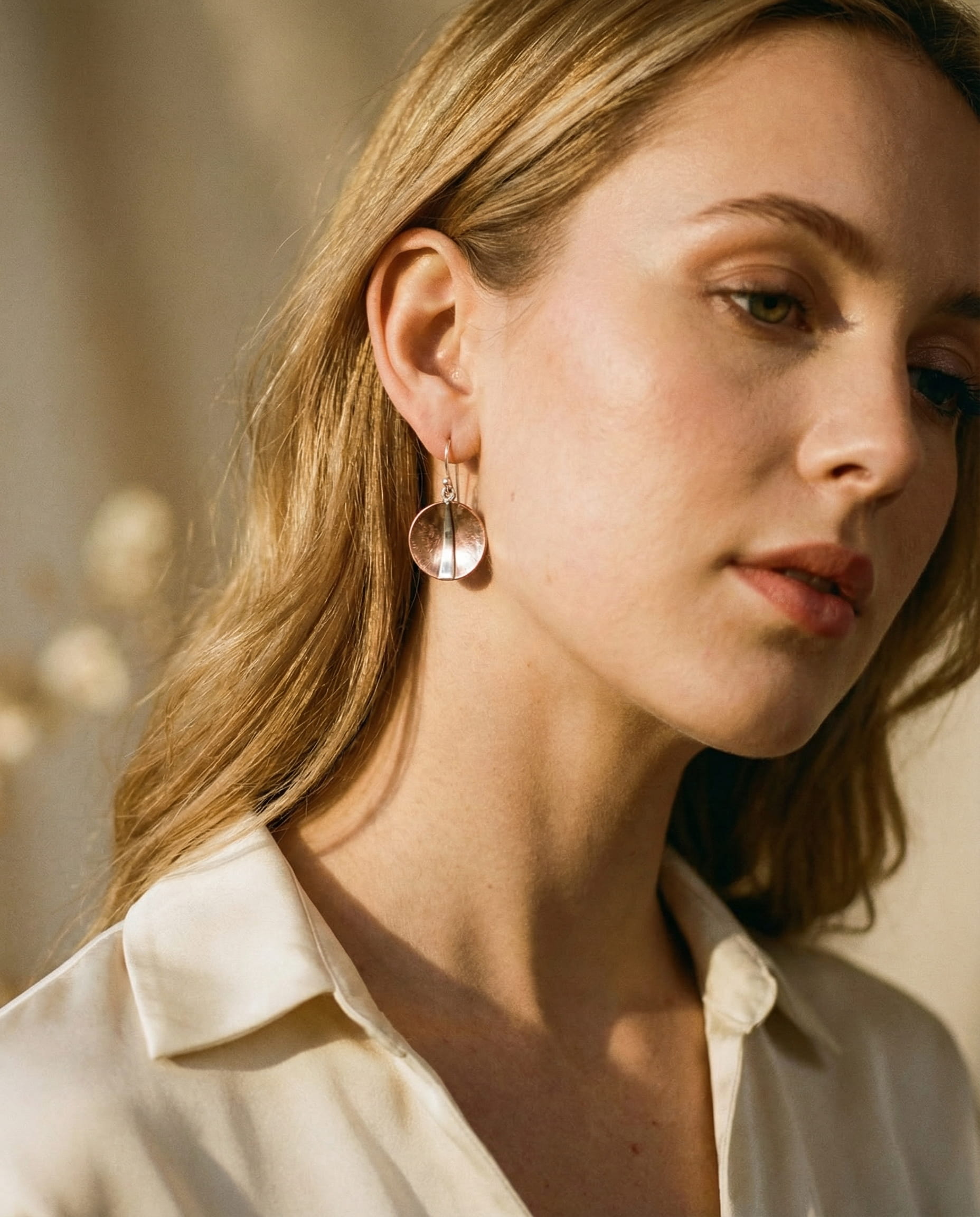 Vintage Round Rose Gold Sparkle Earrings