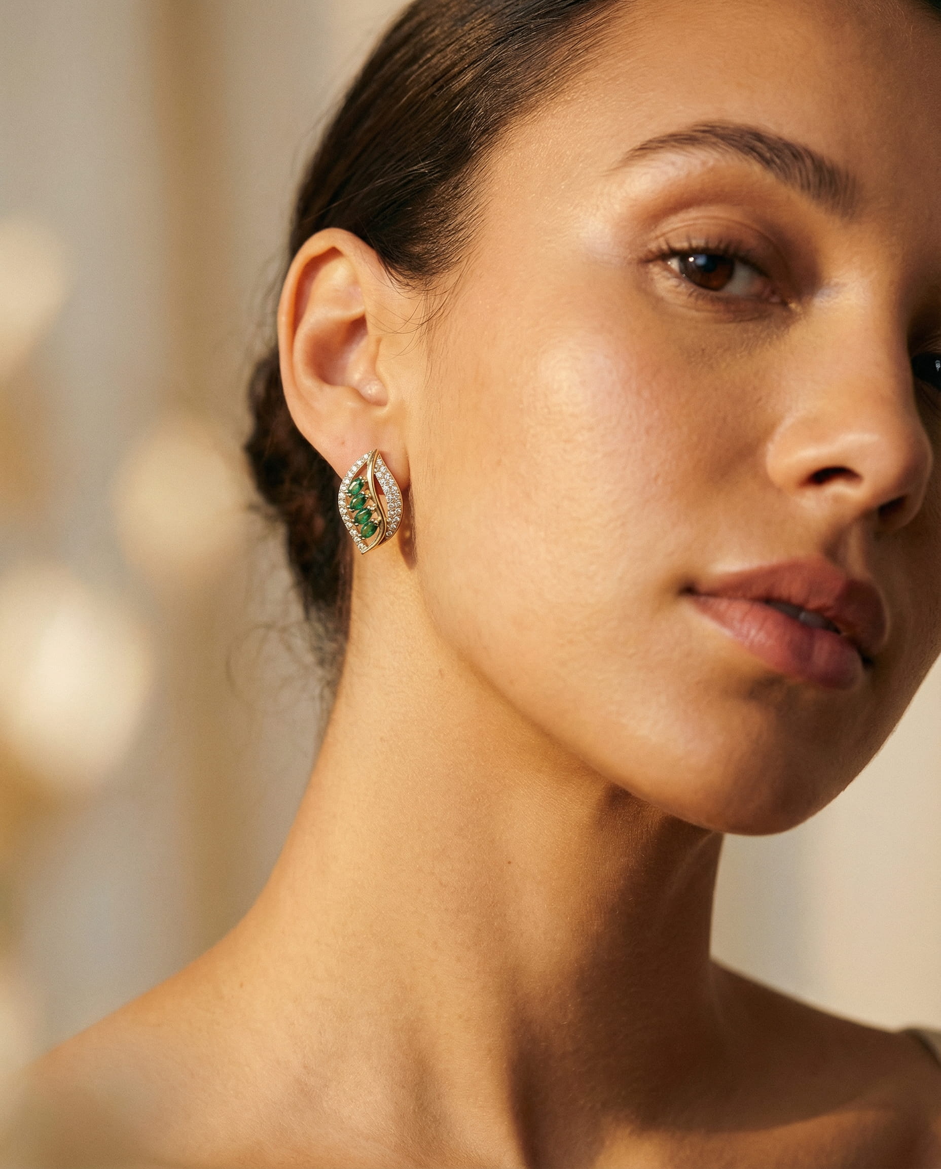 Catarina Emerald Leaf Earrings
