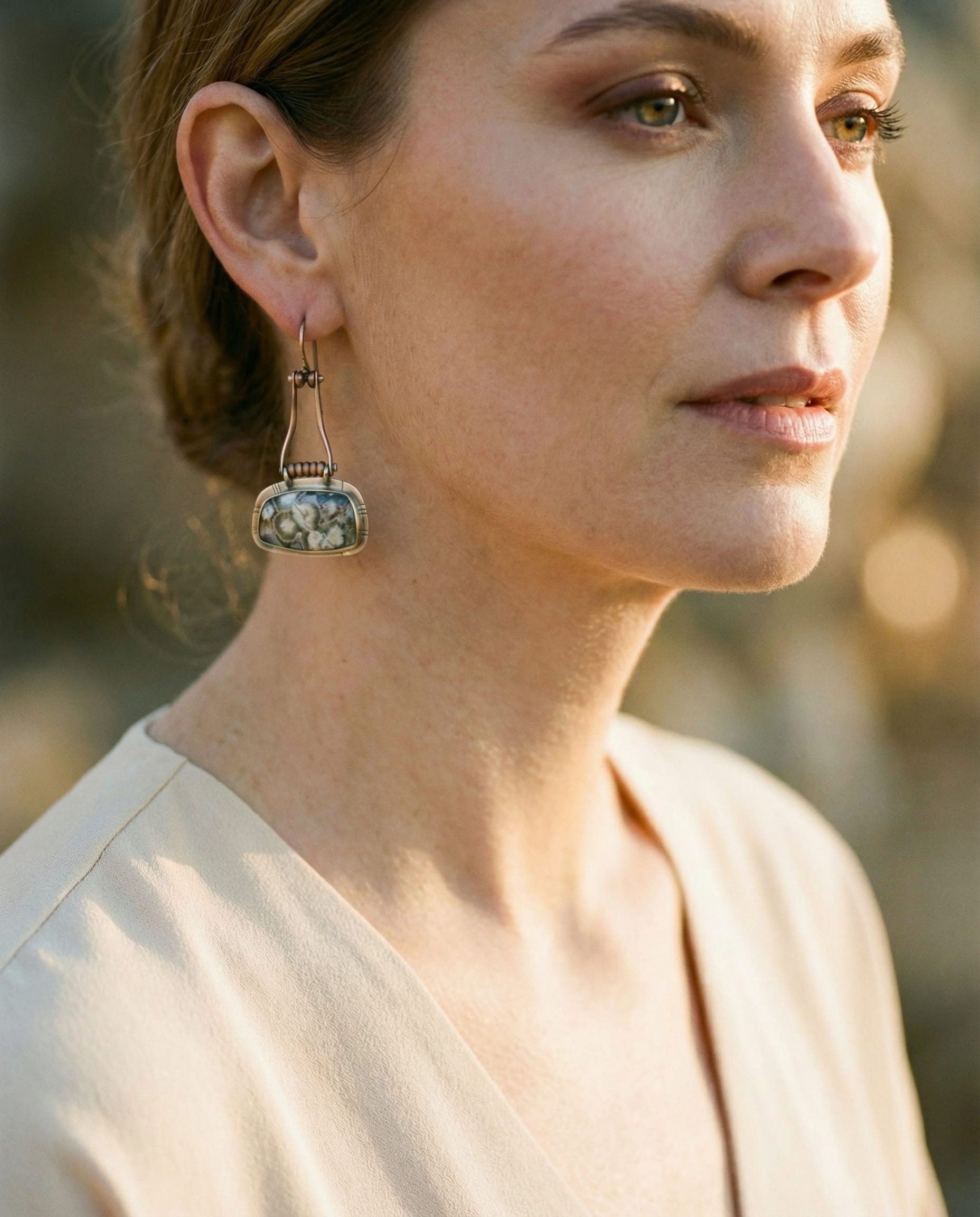 Vintage Aged Stone Earrings