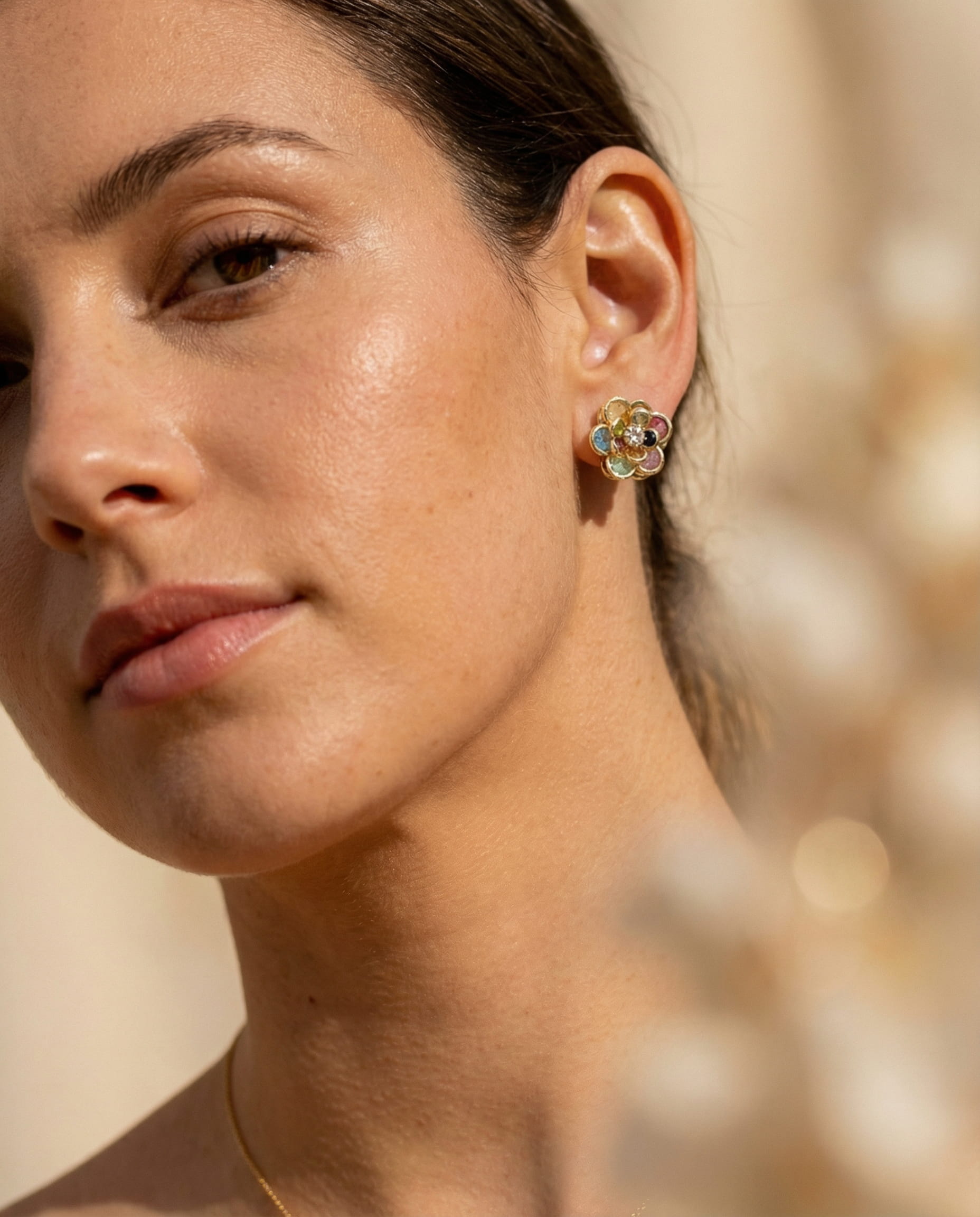 Elegant Flower Colourful Crystal Earrings