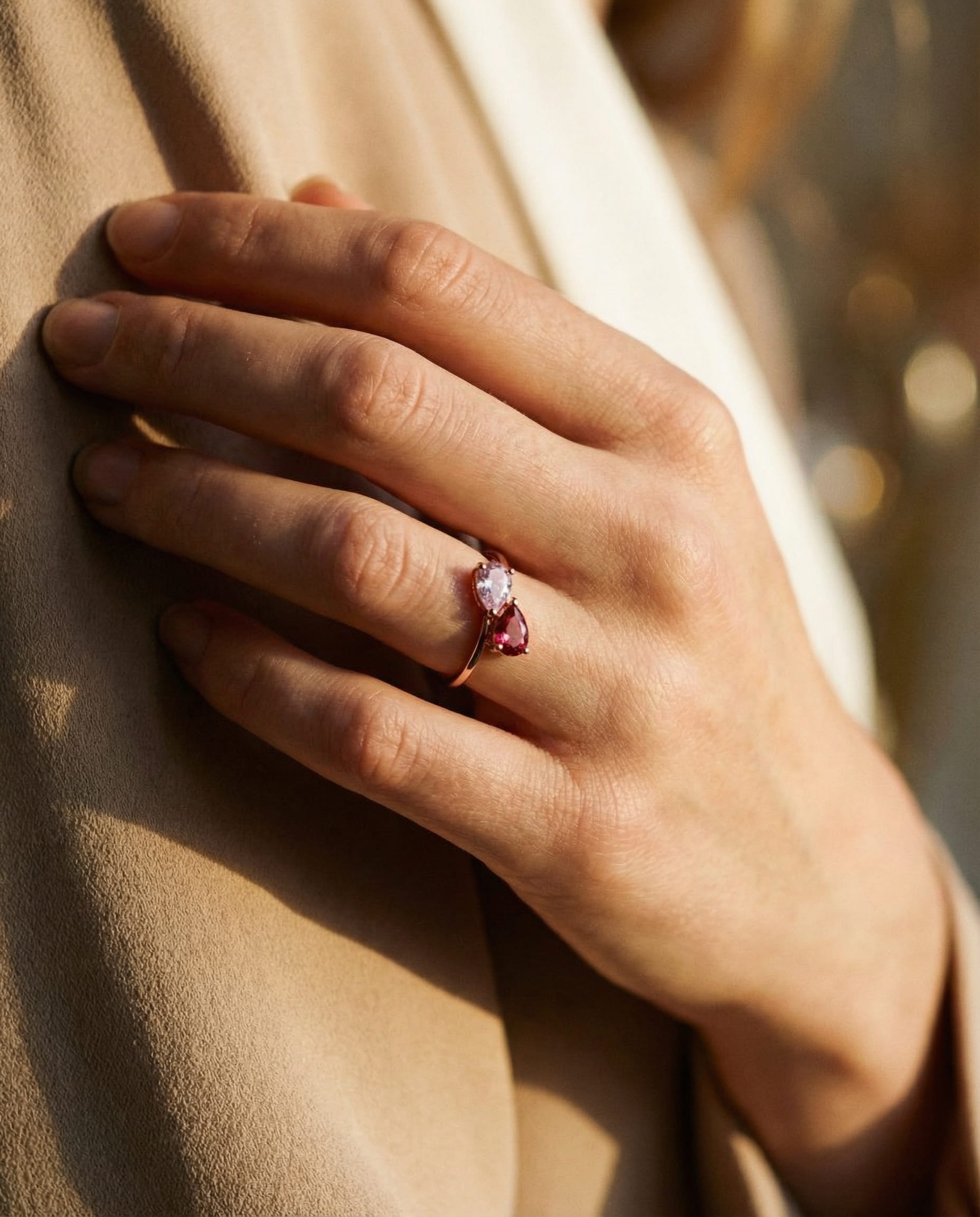 Elegant Gold Red Crystal Ring
