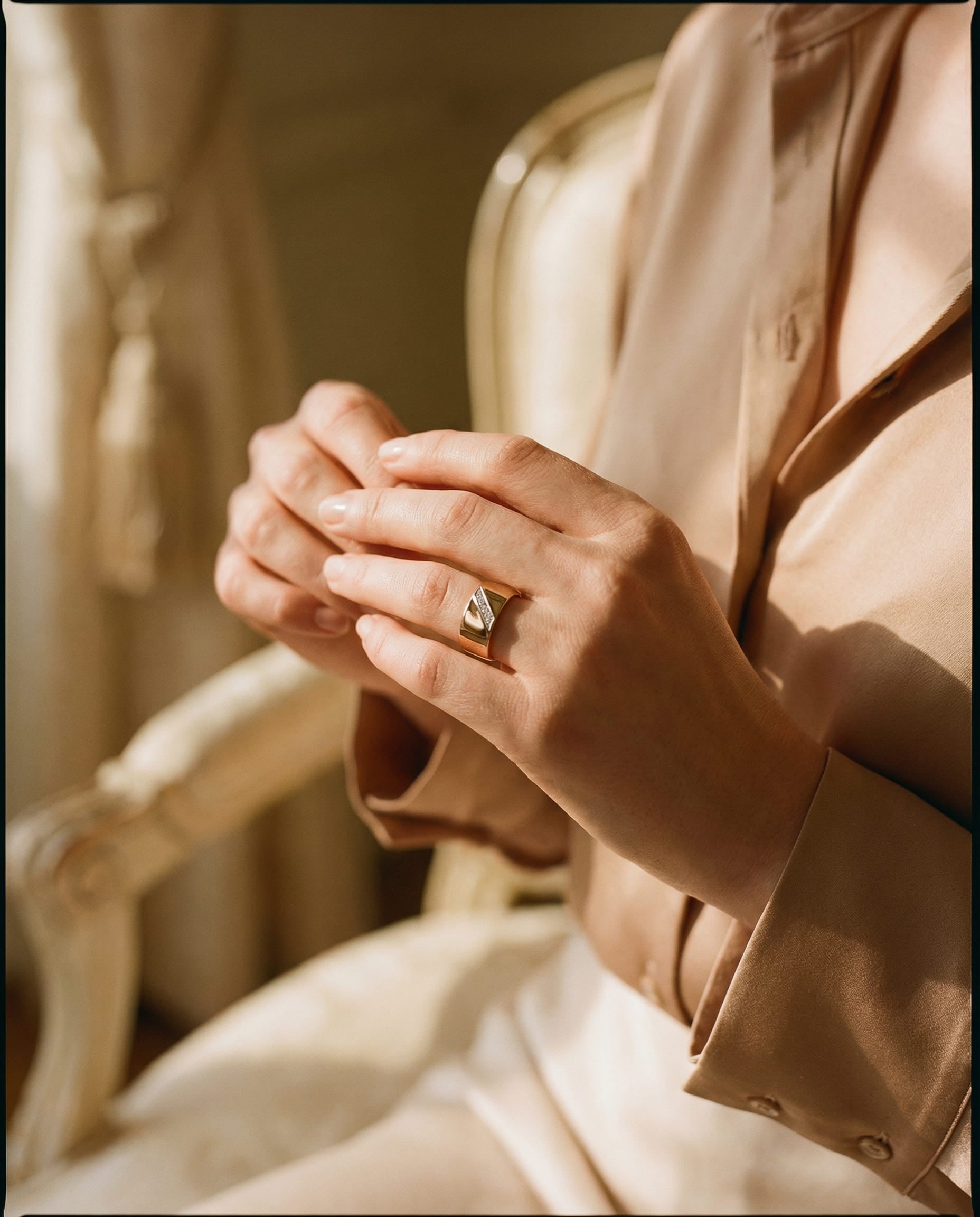 Elegant Thick Gold Cubic Zirconia Ring