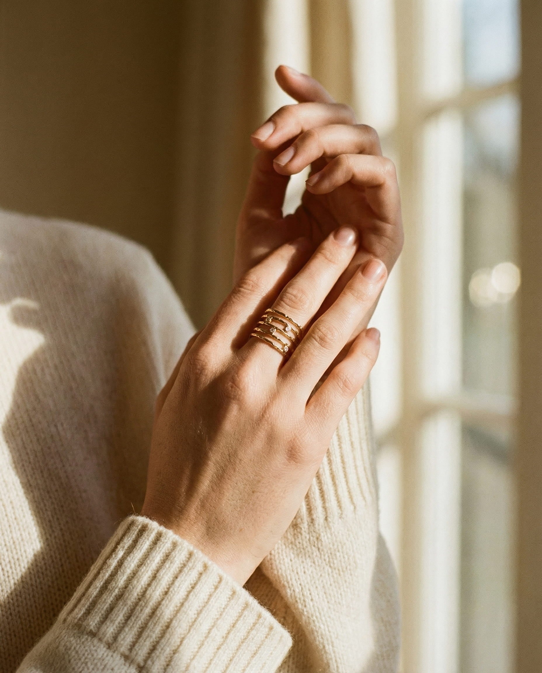 Gold Sparkle Wide Cuff Ring