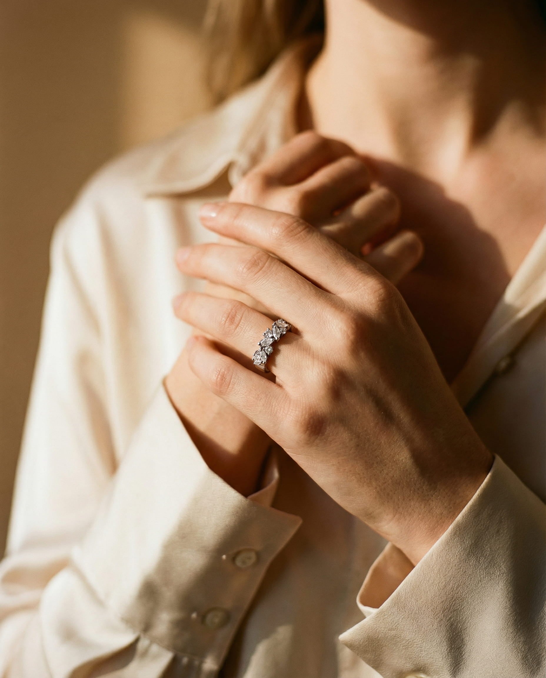 Vintage Eternity Round and Marquise Diamond Ring