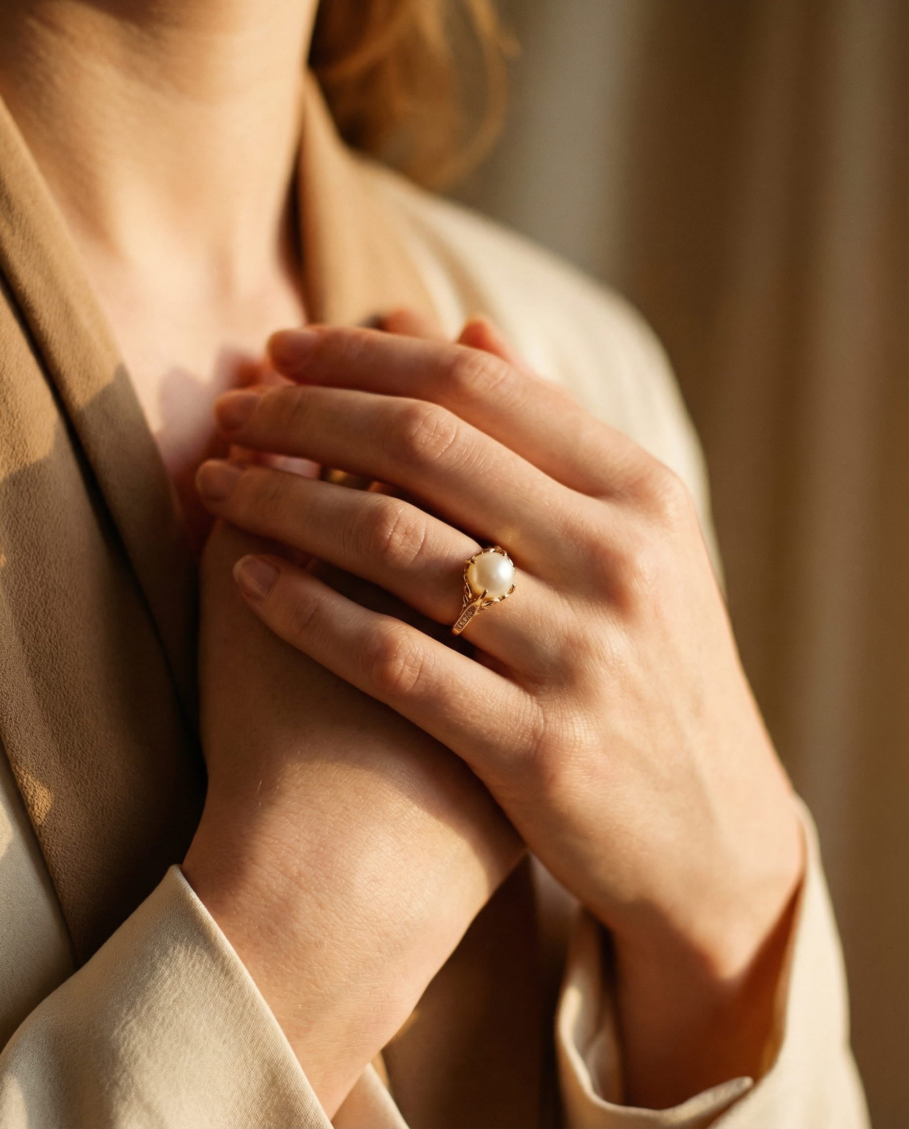 Vintage Gold Centre Pearl Ring