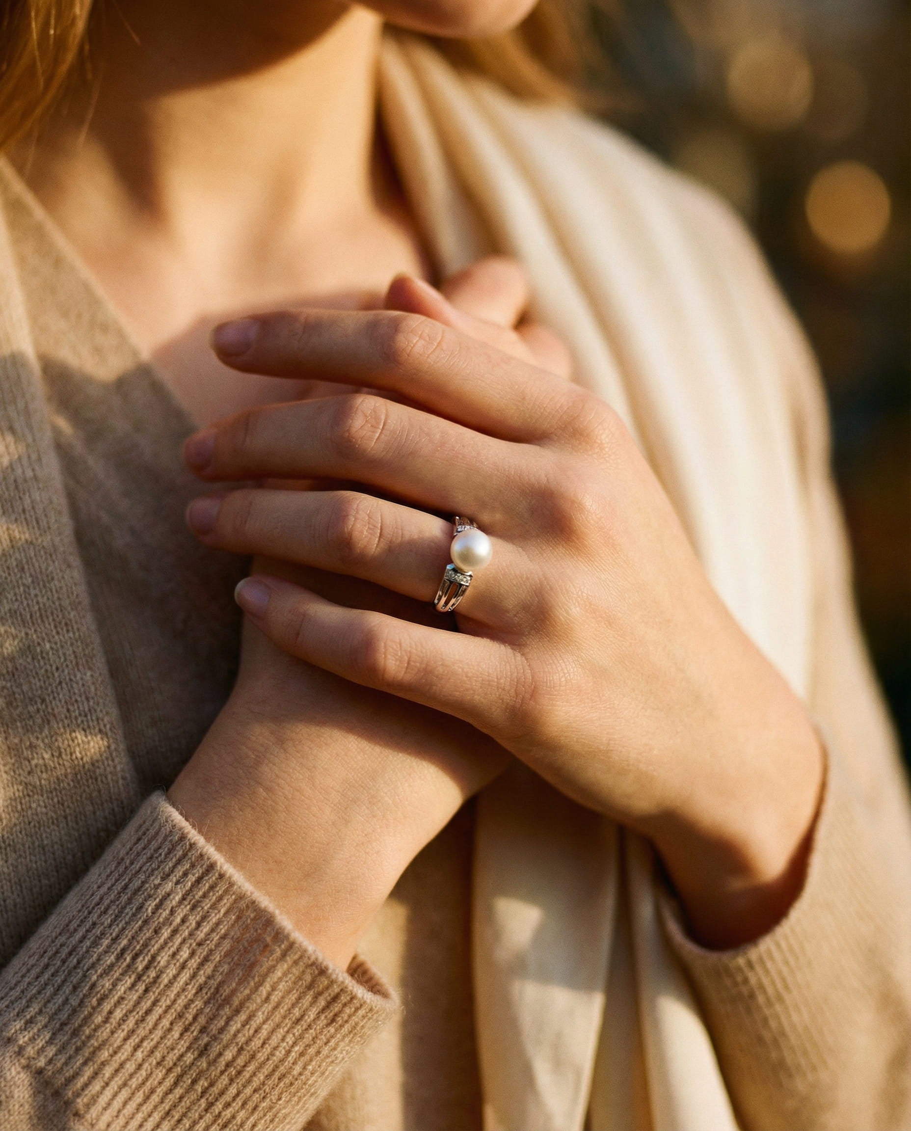 Vintage Silver Pearl Ring