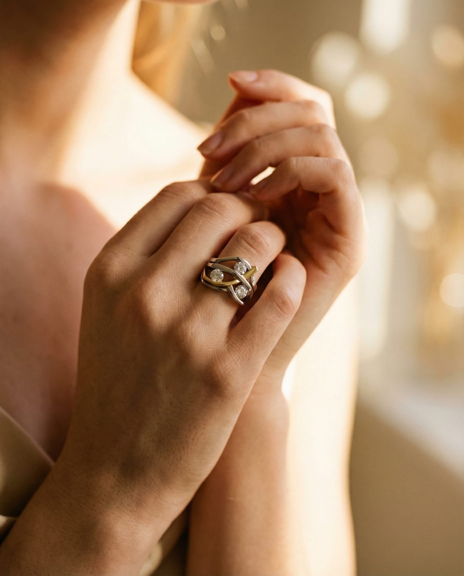 Vintage Gold and Silver Cubic Zirconia Ring
