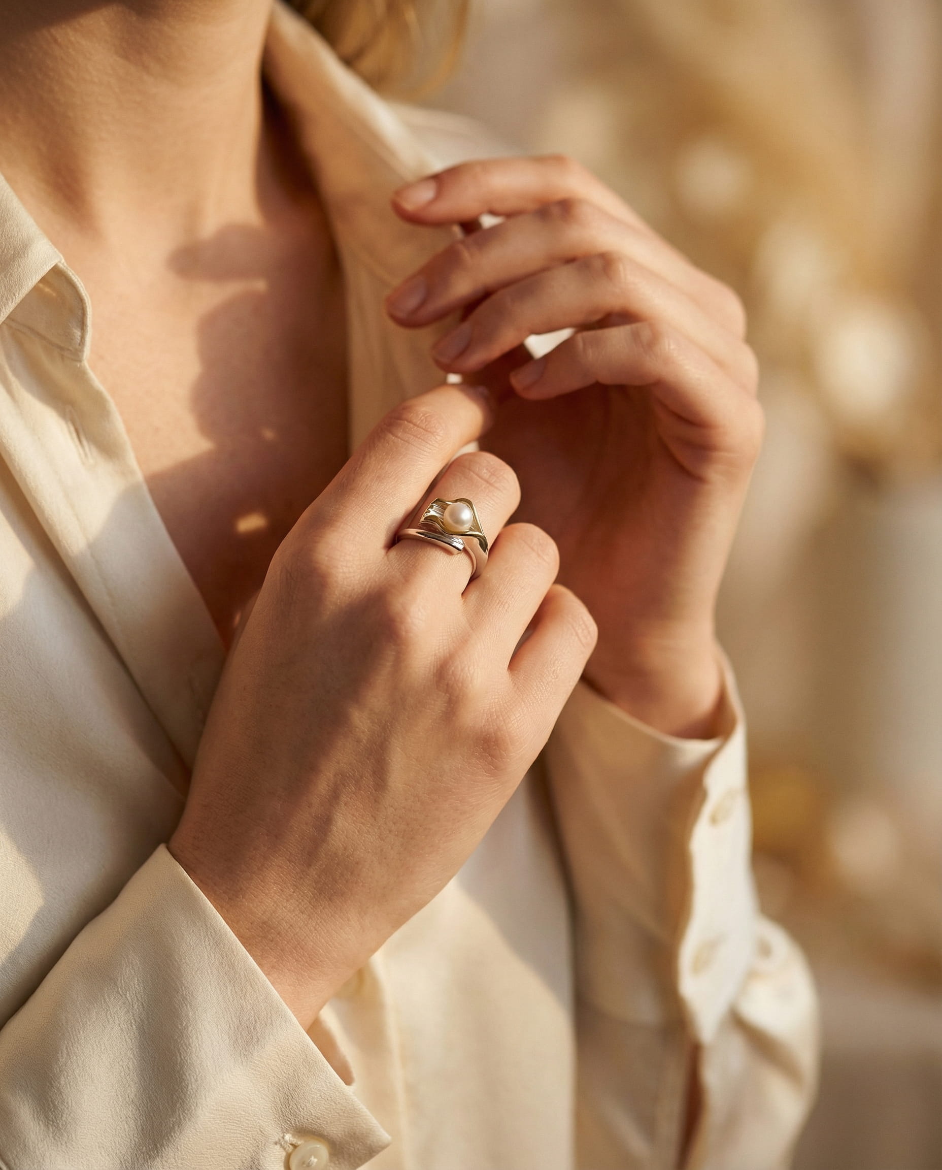 Vintage Gold and Silver Pearl Ring
