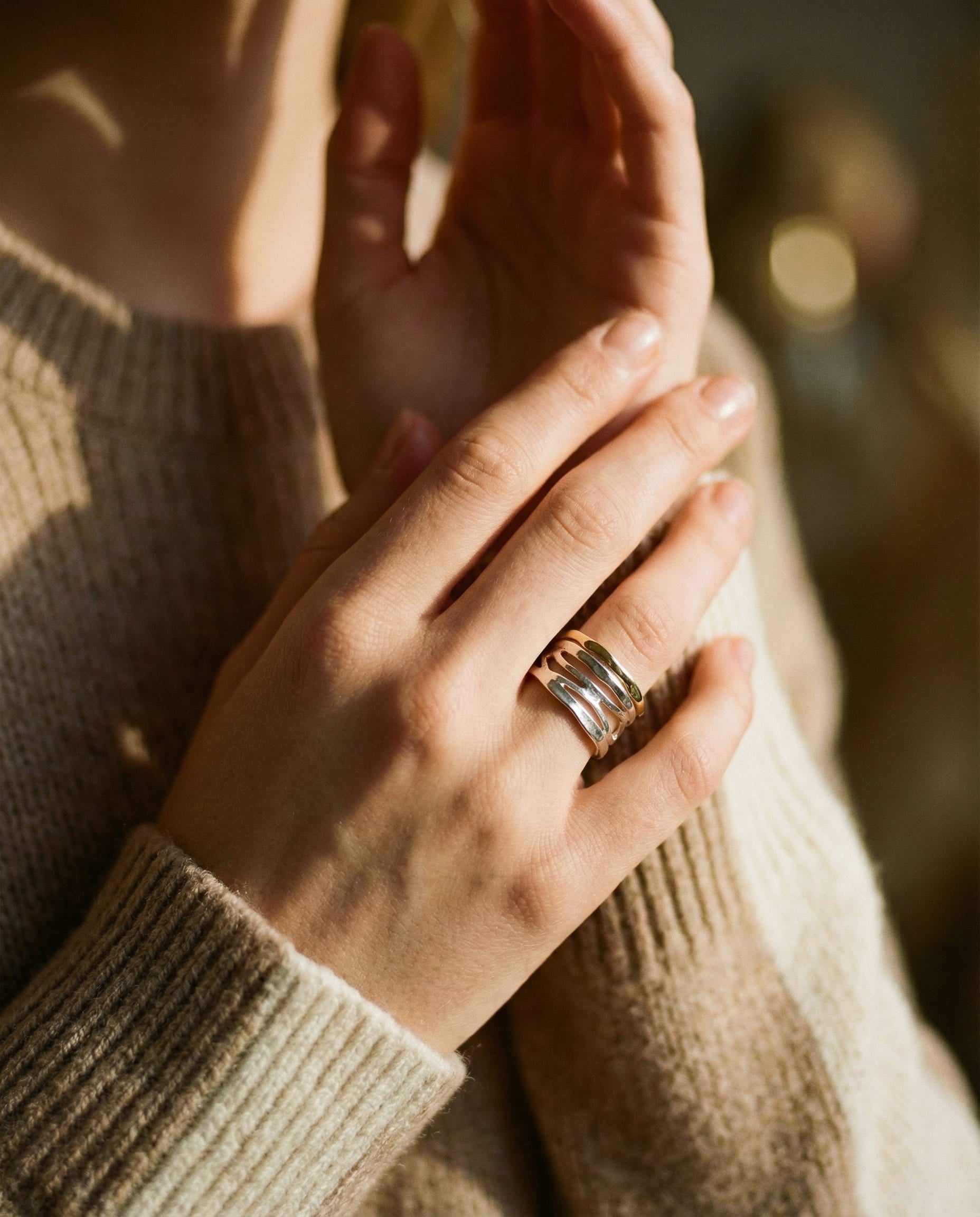 Vintage Hollow Gold and Silver Ring
