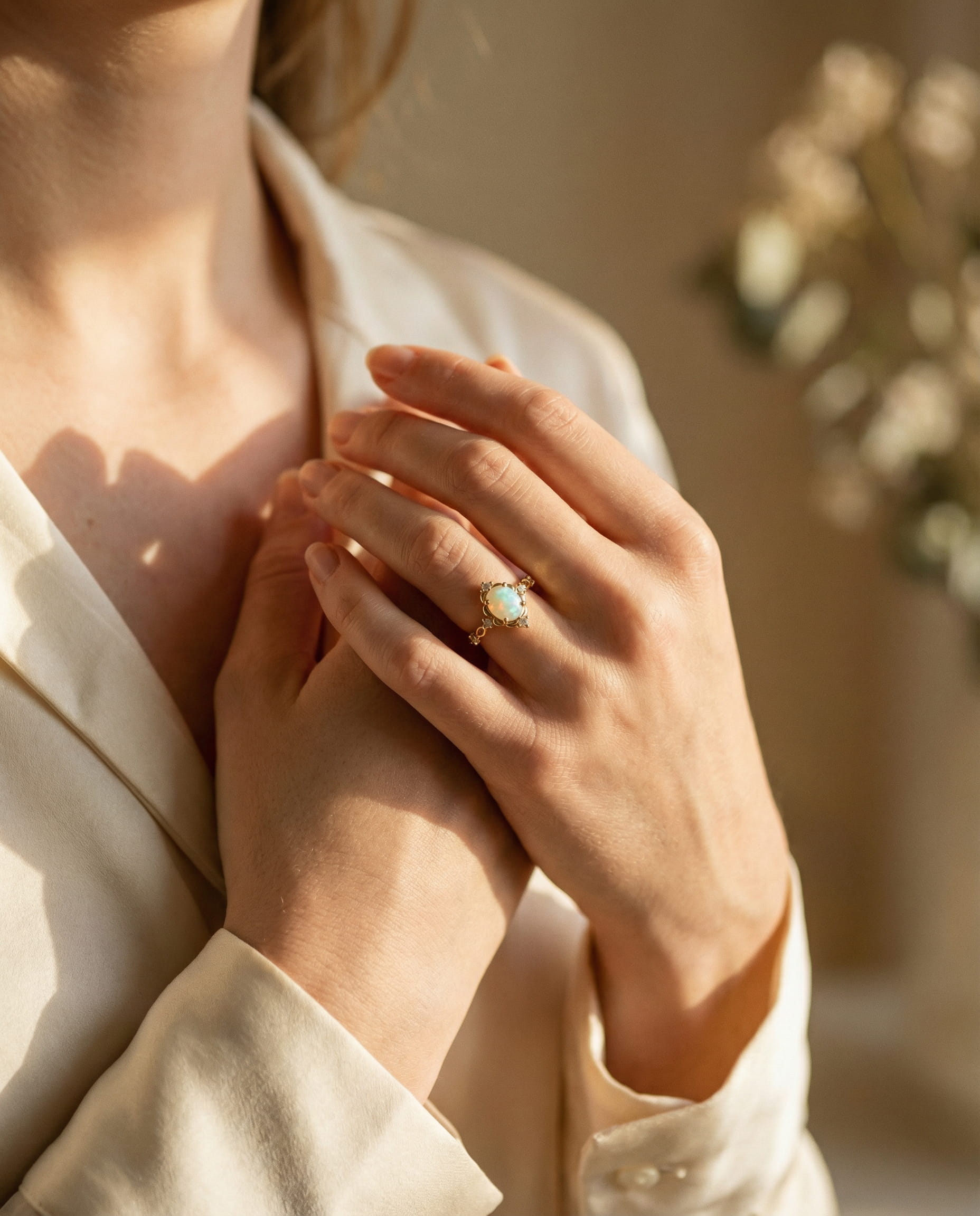 Handcrafted Gold Opal Gemstone Ring