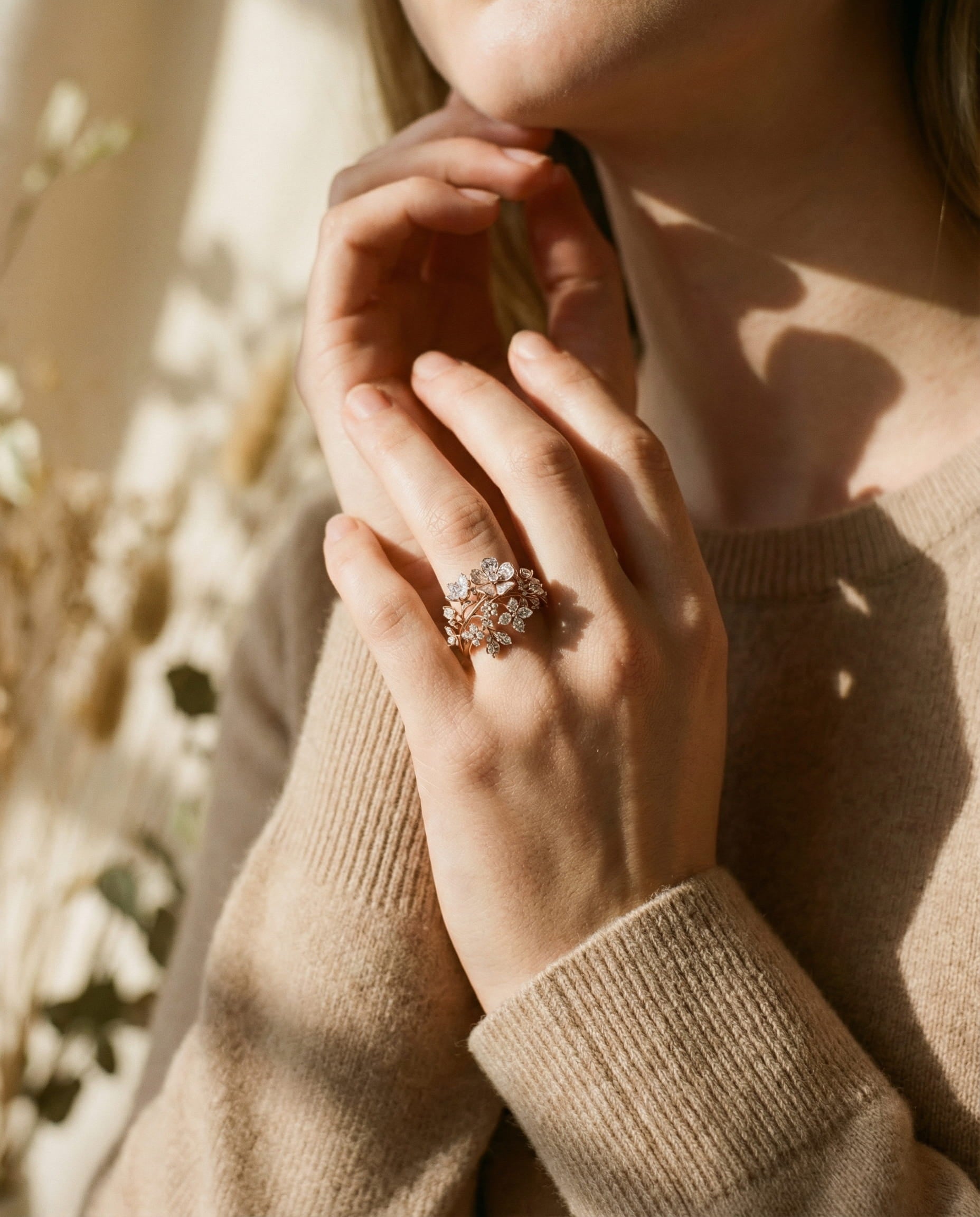 Bright Crystal Blossom Ring