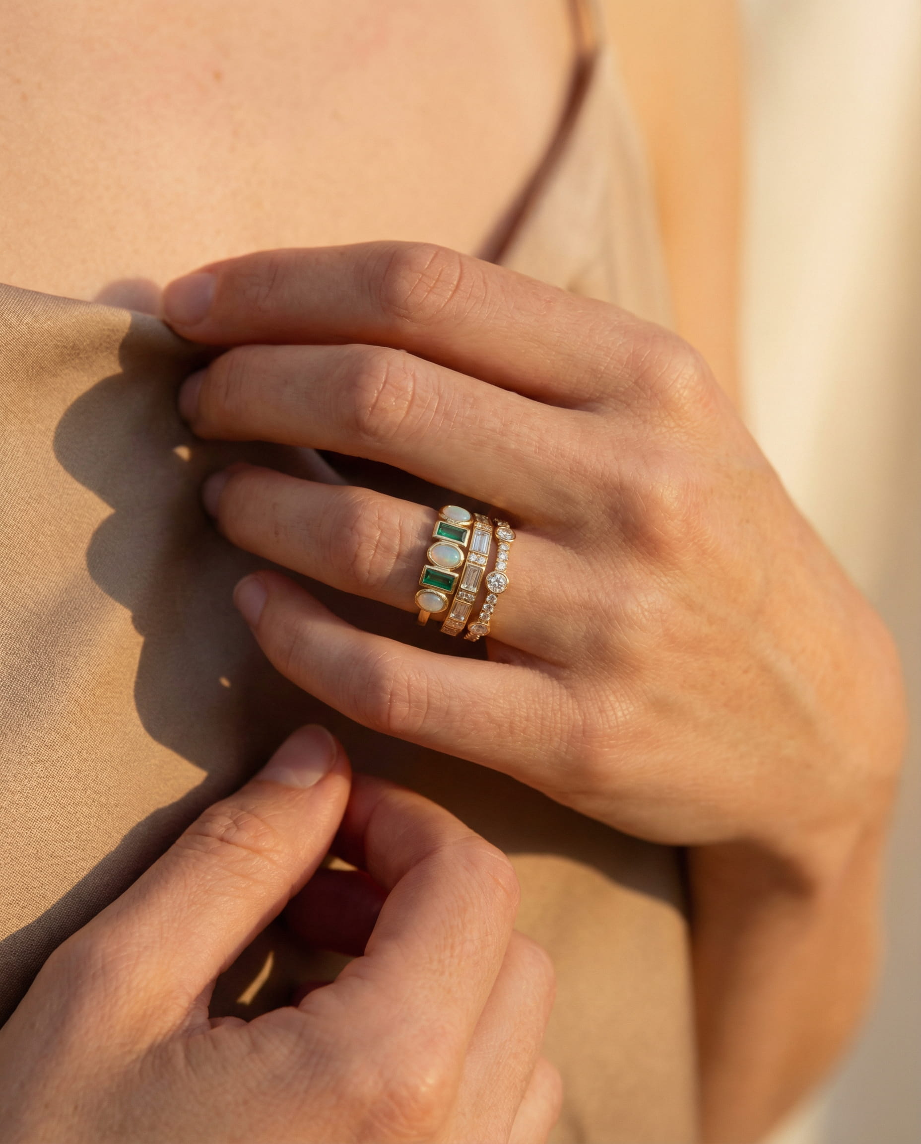 Vintage White and Green Opal Rings