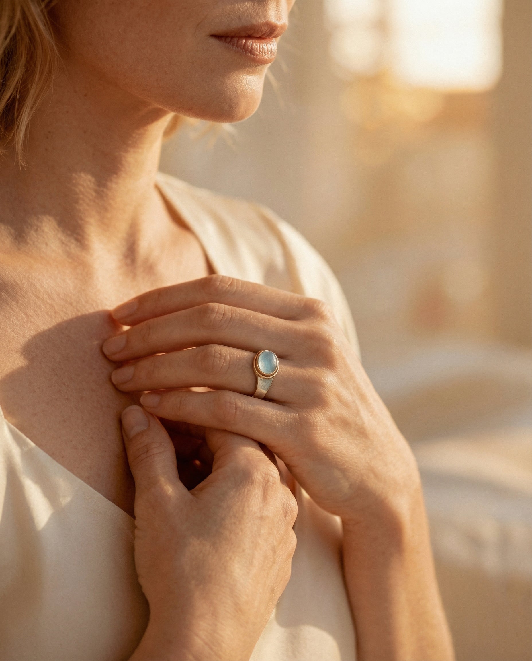 Silver Green Diamond Ring