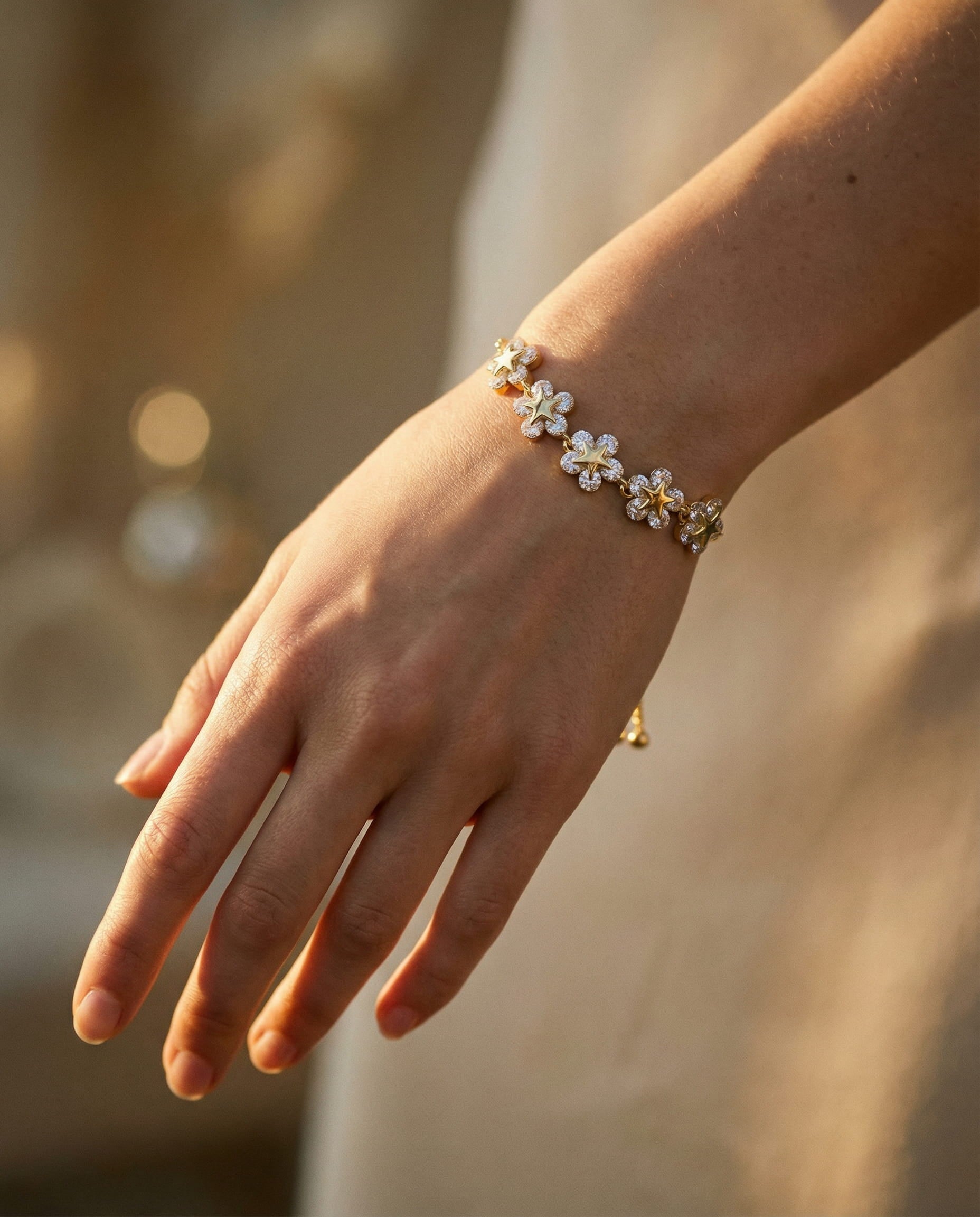 Gold Crystal Daisy Bracelet