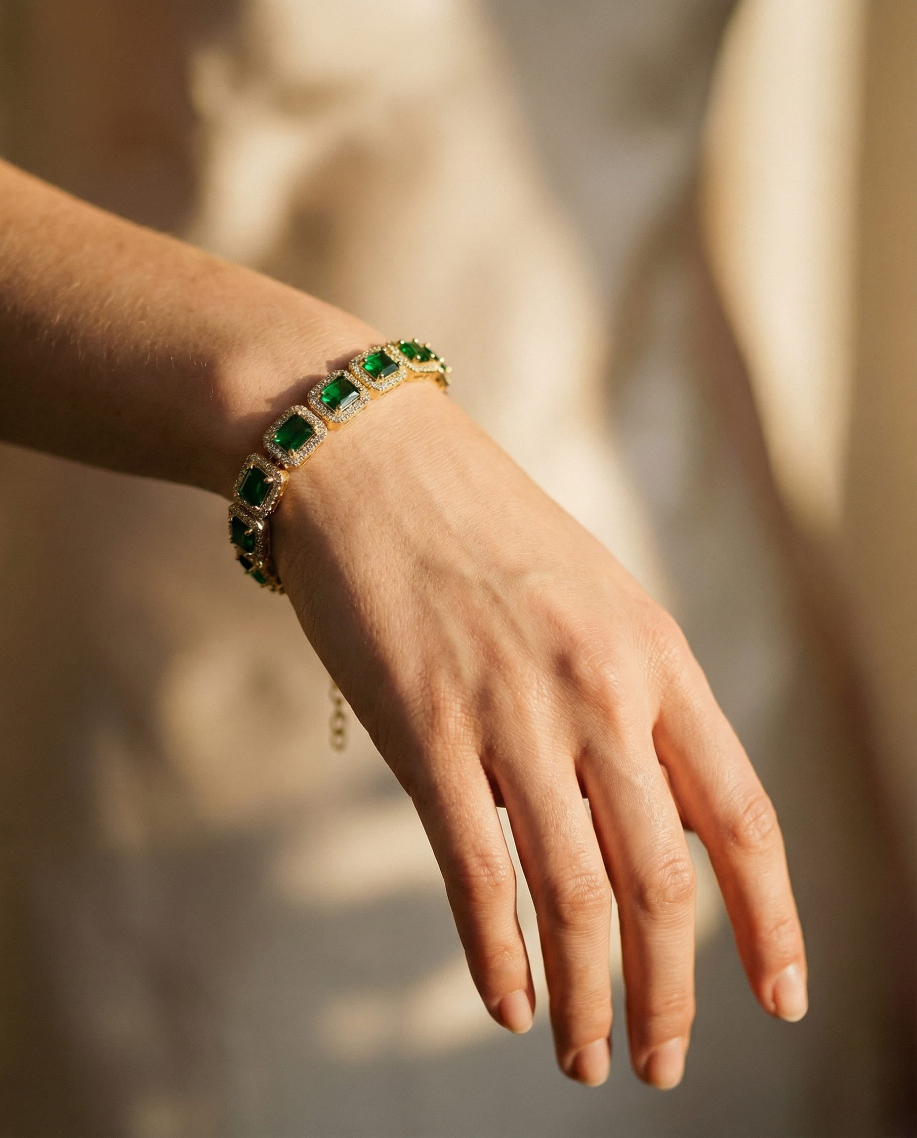 Elisa Gold Emerald Bracelet